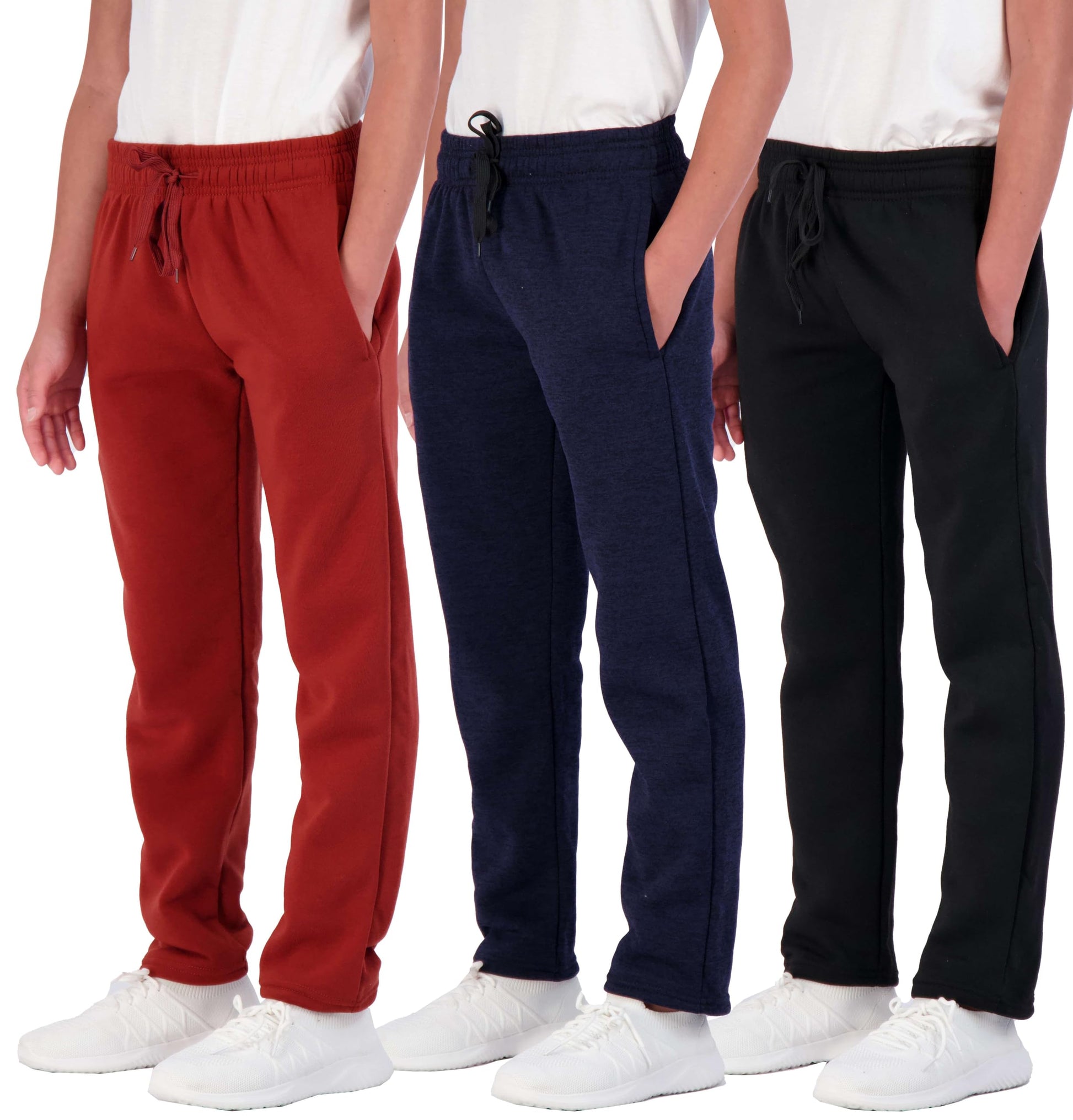 Real Essentials 3 Pack: Boys Tech Fleece Jogger Active Sweatpants with Pockets