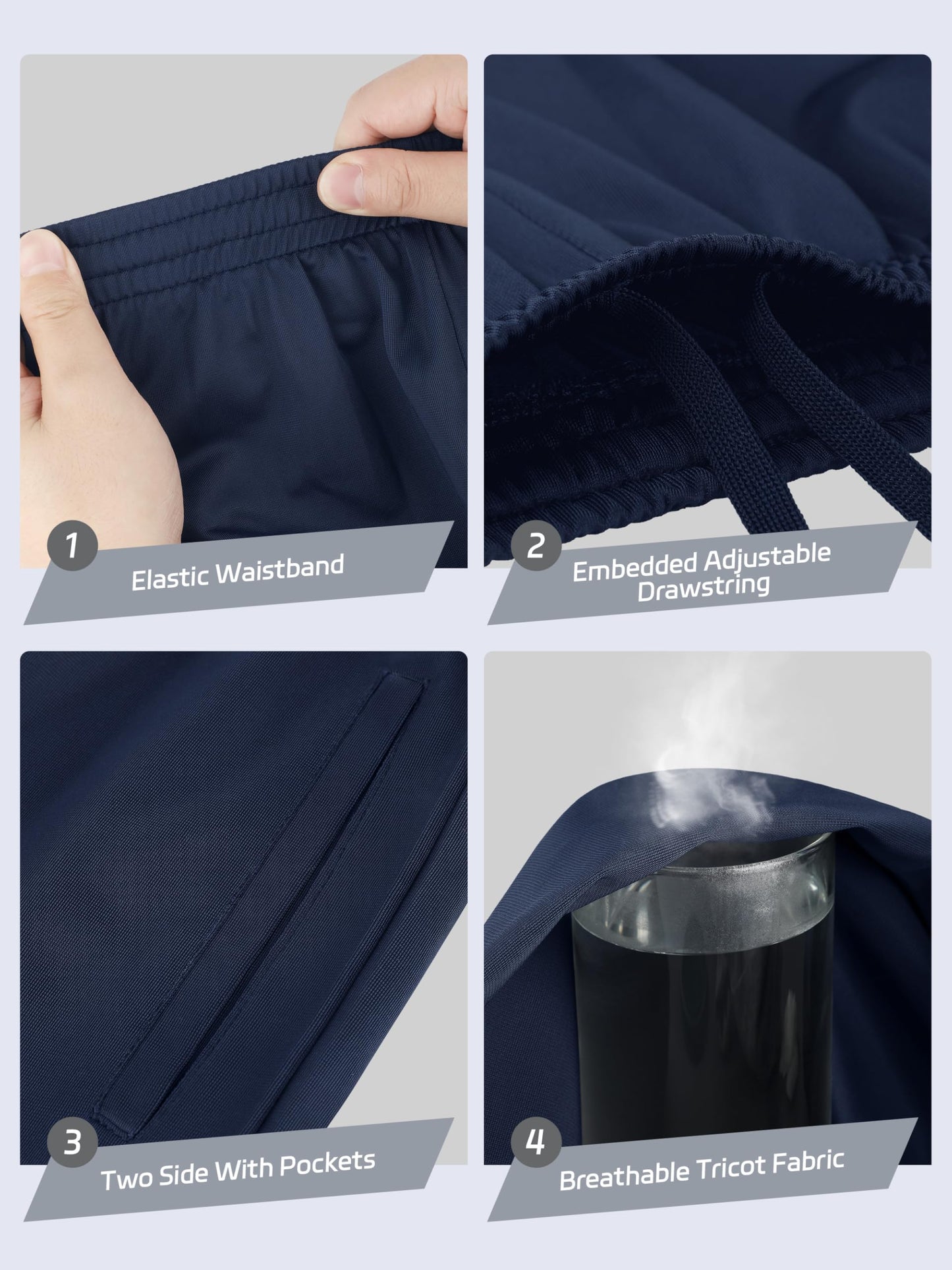 4 Pack Boys Lightweight Sweatpants, Tricot Sweatpants for Boys 