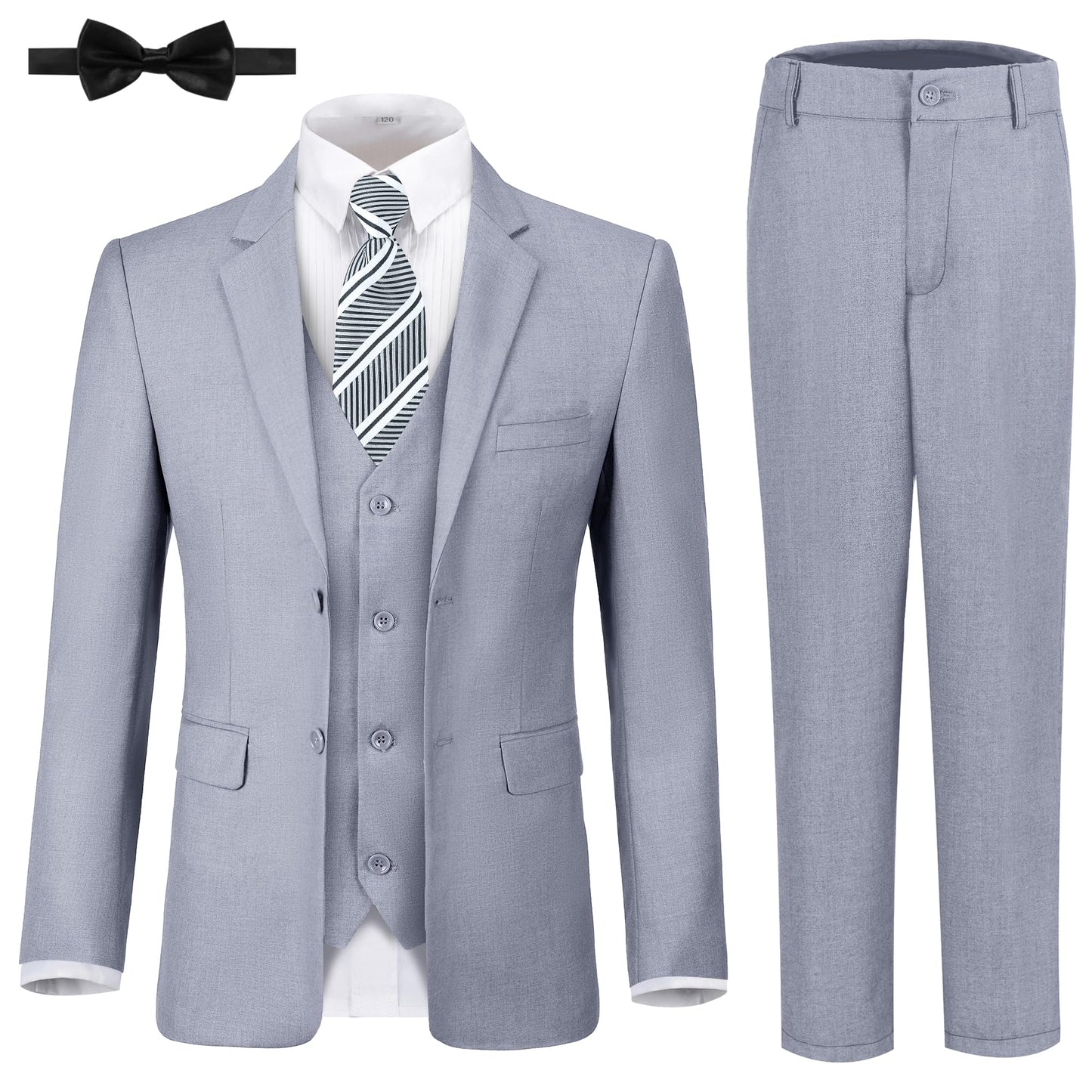 Boys' Suits Size 2T Kids Black Suit Slim Fit 6 Piece Formal Suit Set Teen Toddler Ring Bearer Outfit for Wedding