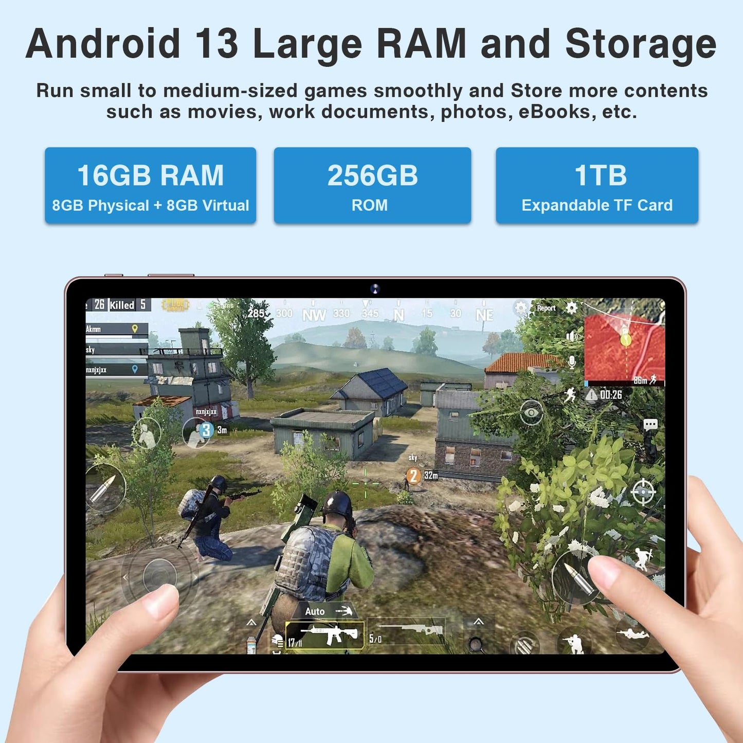 2024 Latest Tablet 11 inch Android 13 Tablets 16GB+256GB+1TB Expand, Octa-Core, 2K 2000 x 1200 Display, 13MP Triple Camera, 8600mAh, Quad Speakers, 5G/2.4G WiFi,GPS,Bluetooth 5.0, with Case -Grey