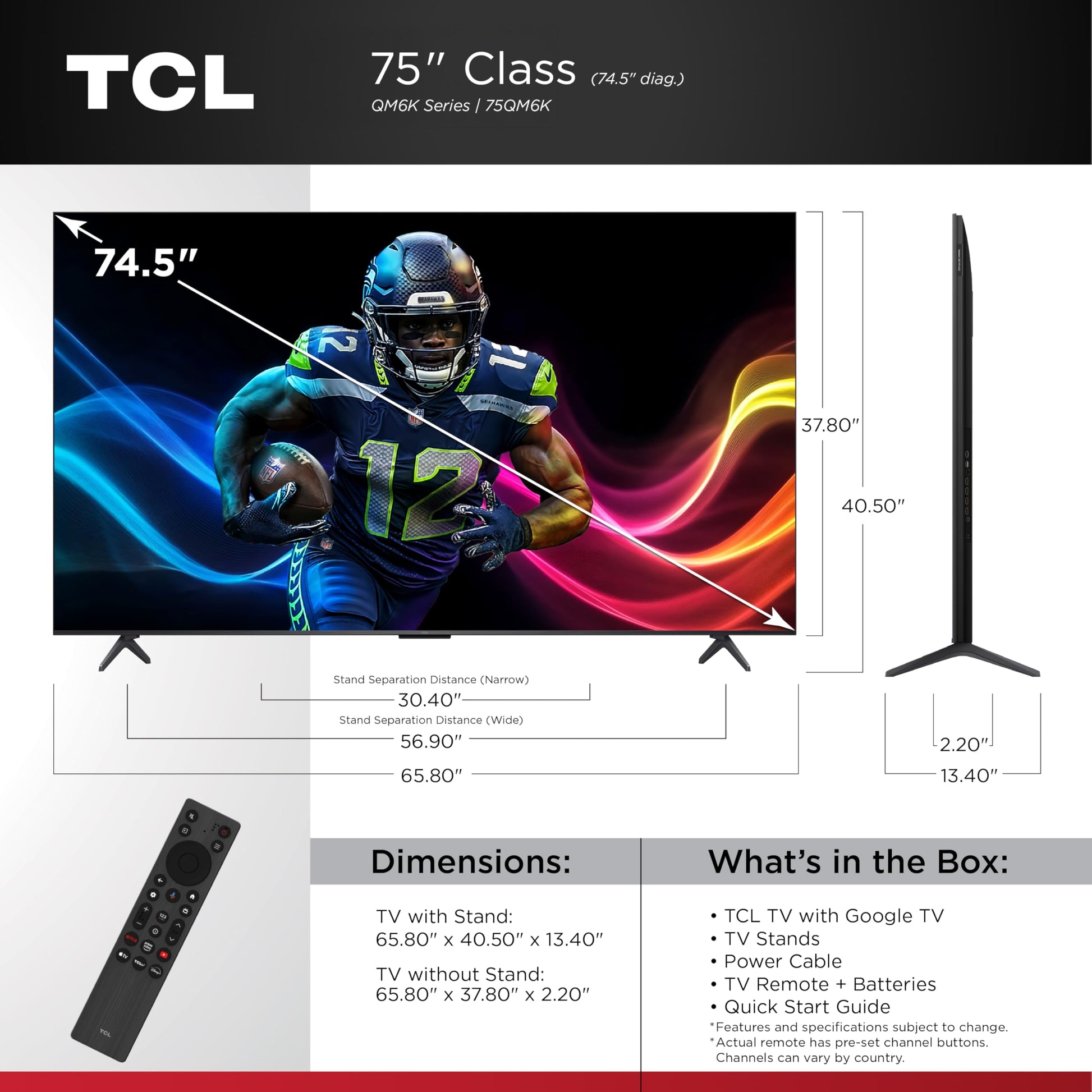 TCL 55-Inch QM6K QLED 4K Smart QD-Mini LED TV with Google TV (55QM6K, 2025 Model) Dolby Vision IQ, Dolby Atmos, HDR, Game Accelerator up to 240Hz, Voice Remote, Works with Alexa, Streaming Television