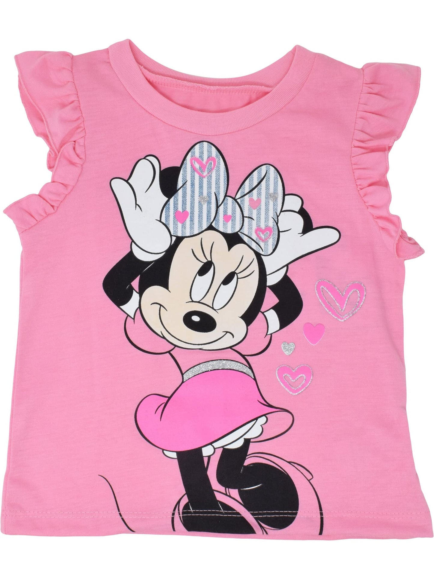 Disney Minnie Mouse Toddler Girls Graphic T-Shirt and Shorts Outfit Set Light Pink/Light Blue 3T