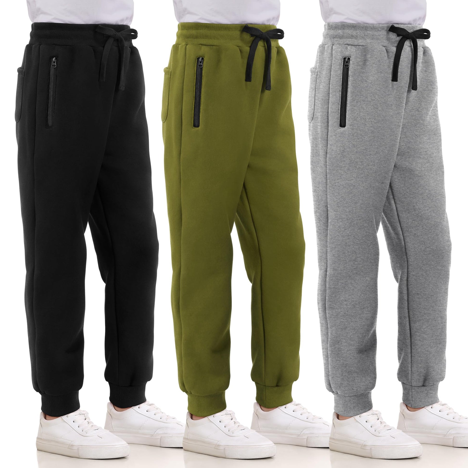 Real Essentials 3 Pack: Boys Tech Fleece Jogger Active Sweatpants with Pockets