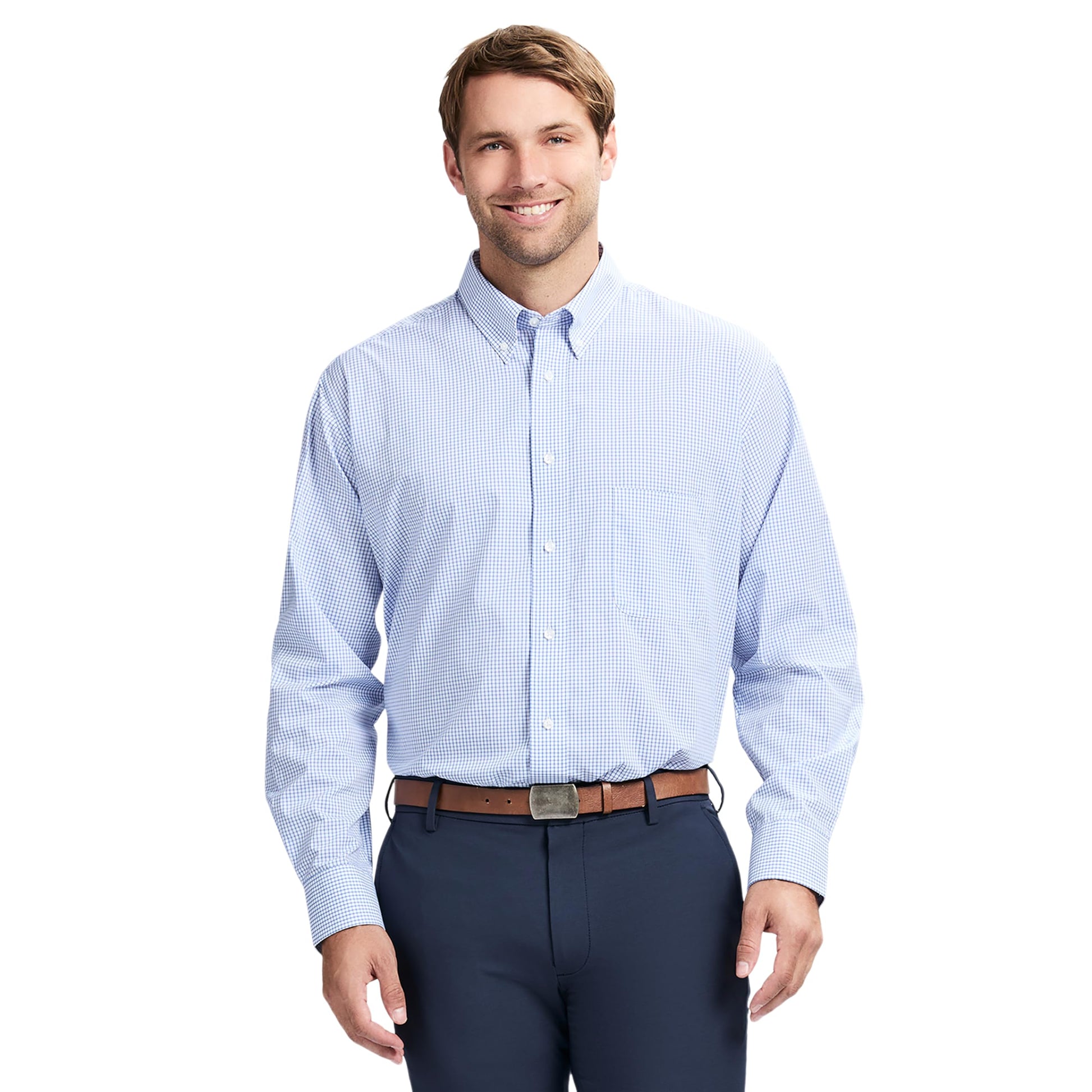 IZOD Men's Stratton Flannel Long Sleeve Button Down Shirt, Asphalt, S