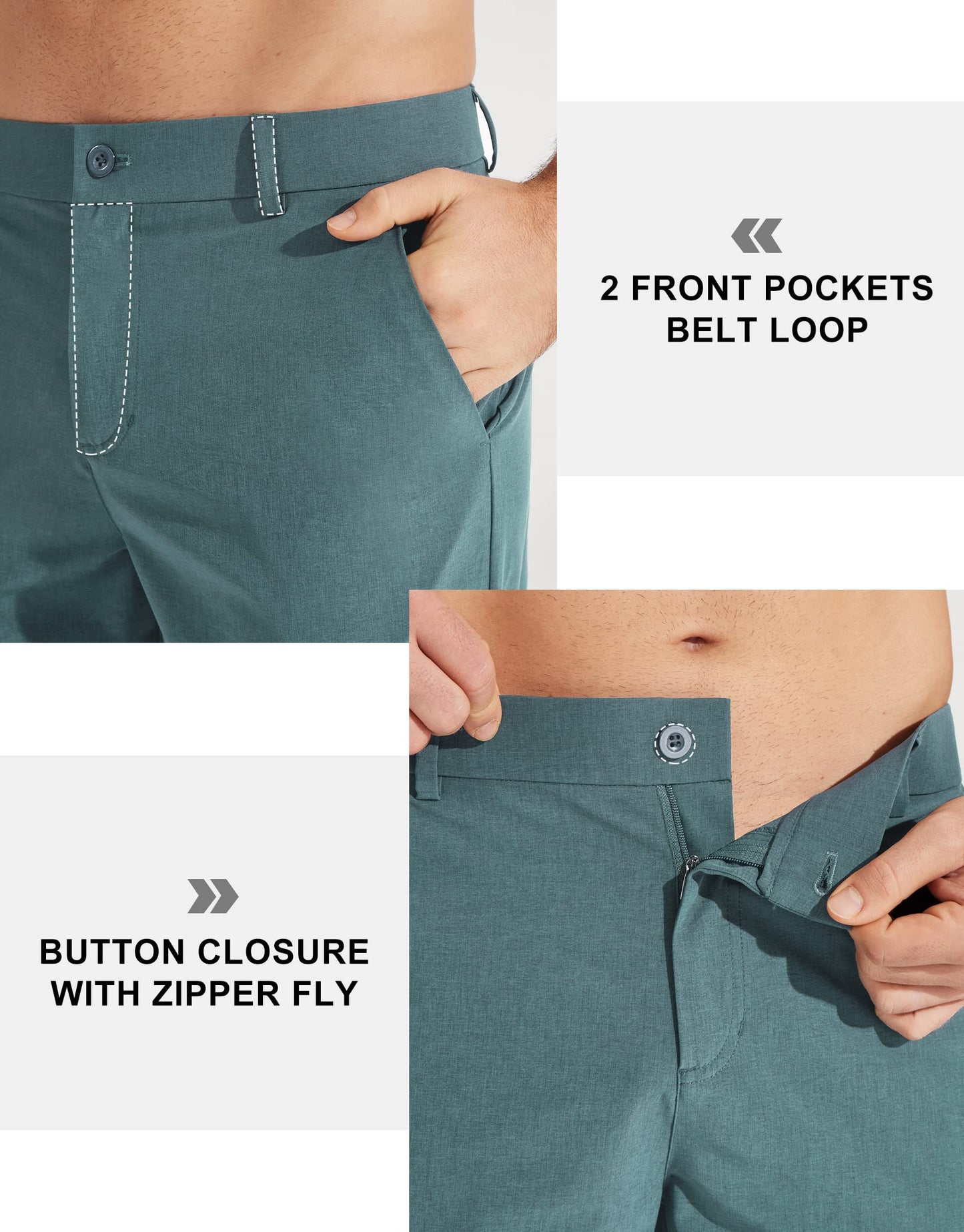 Libin Men's Golf Pants Classic Fit Stretch Work Dress Pants 32" Quick Dry Lightweight Business Casual Trousers Comfort Water Resistant, Black, 33W x 32L