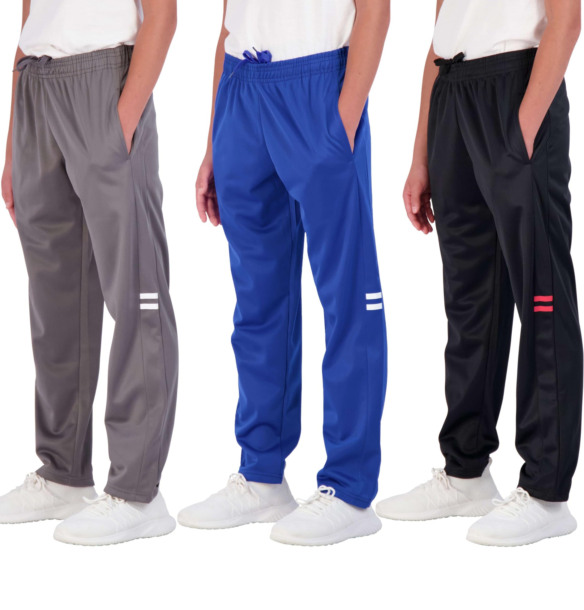 Real Essentials 3 Pack: Boys' Tricot Open Bottom Fleece-Lined Sweatpants.