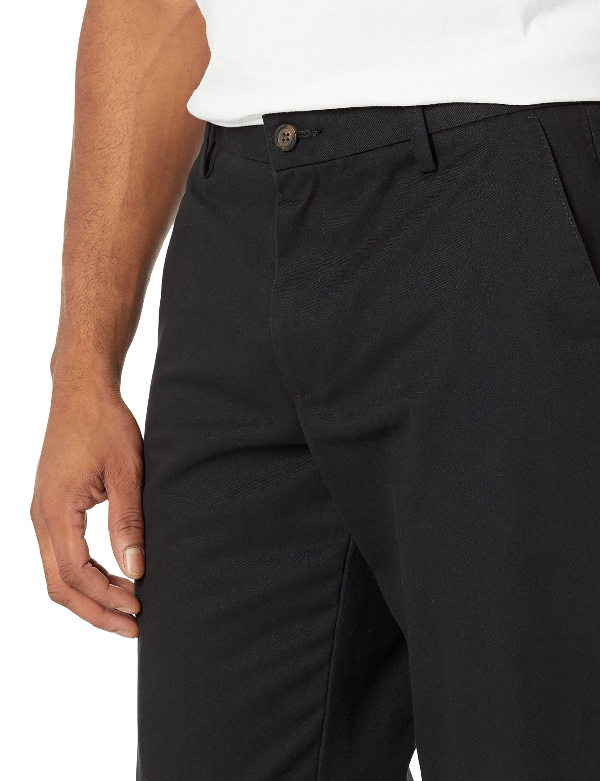  Men's Straight-Fit Wrinkle-Resistant Flat-Front Chino Pant, Black, 28W x 28L