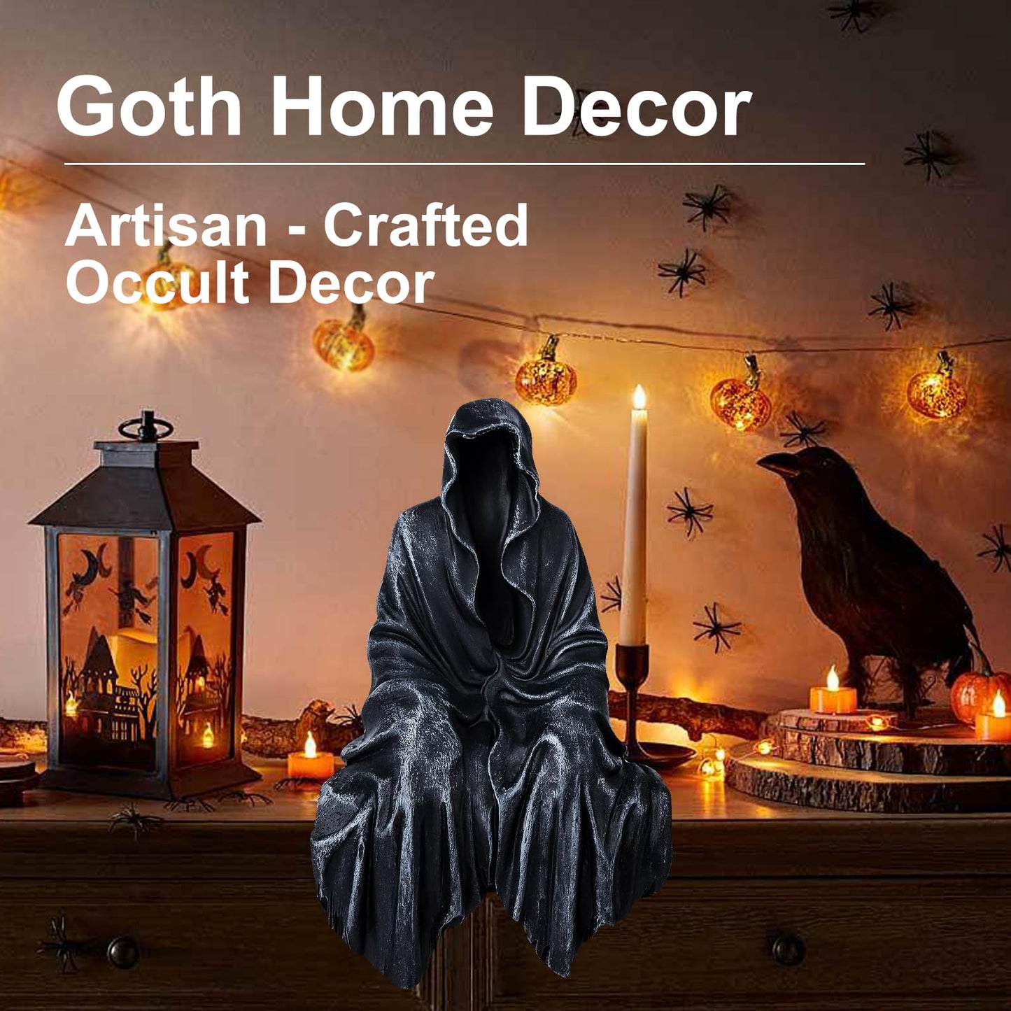 LUusmm 5.1 Inch Resin Tabletop Gothic Decor Sitting Statue,