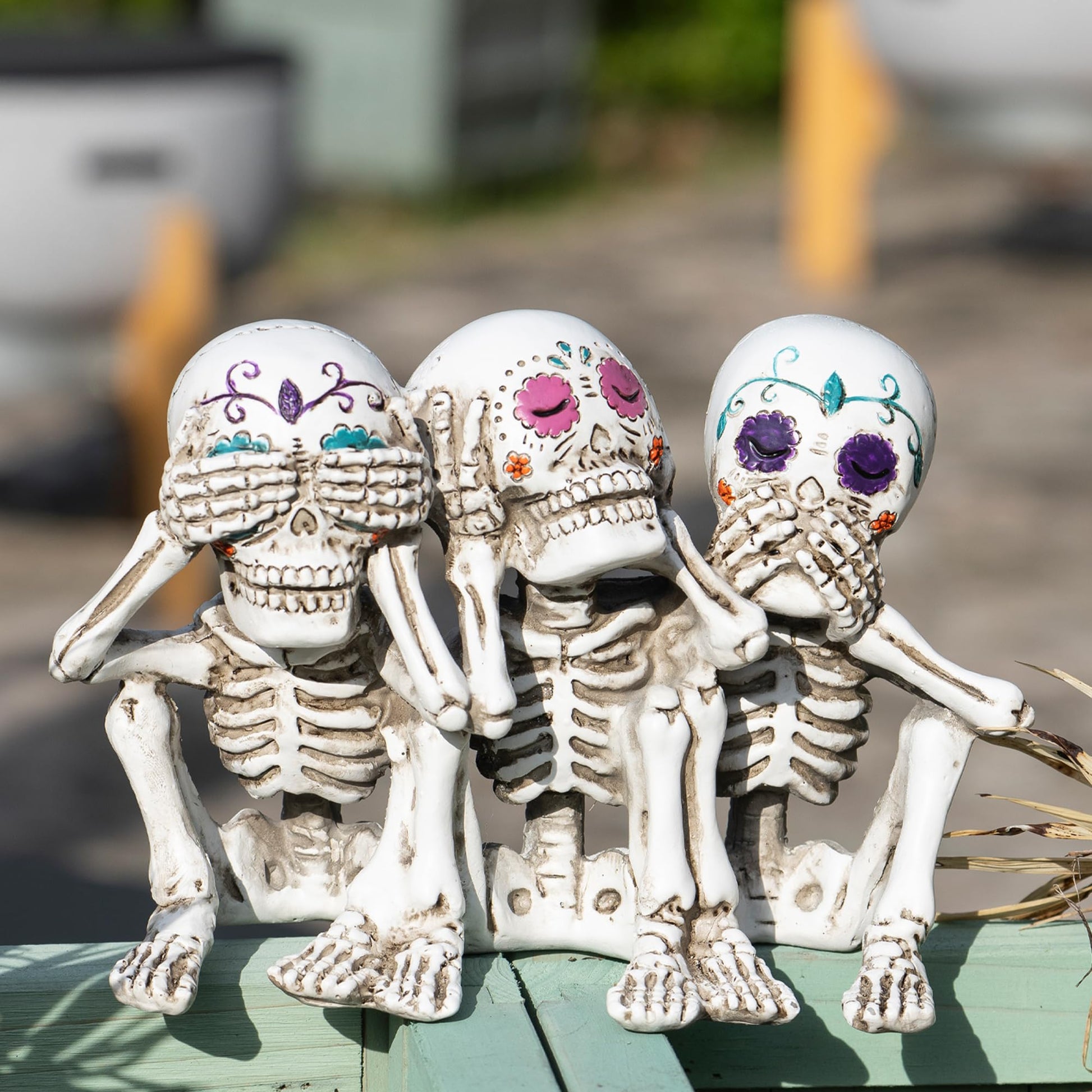 Rezpuao Skeletons Statue Hear See Speak No Evil Baby Halloween Figurines 
