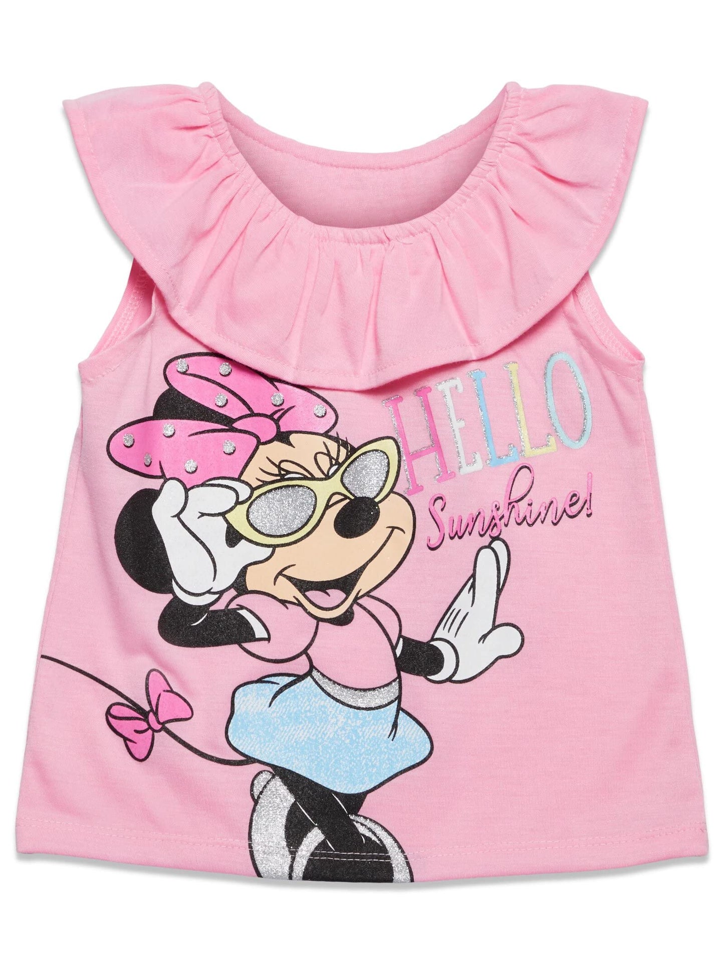 Disney Minnie Mouse Toddler Girls Graphic T-Shirt and Shorts Outfit Set Light Pink/Light Blue 3T