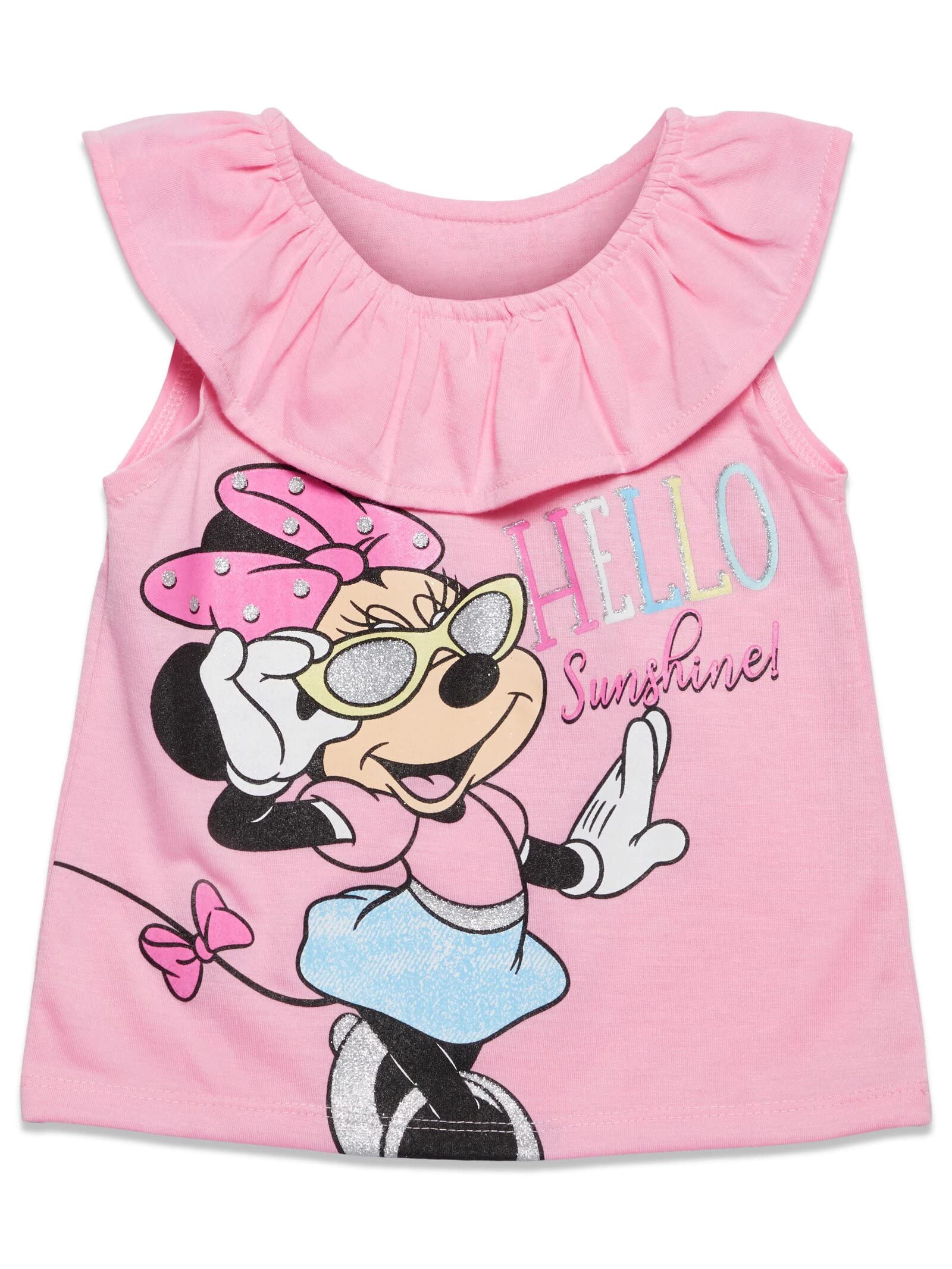 Disney Minnie Mouse Toddler Girls Graphic T-Shirt and Shorts Outfit Set Light Pink/Light Blue 3T