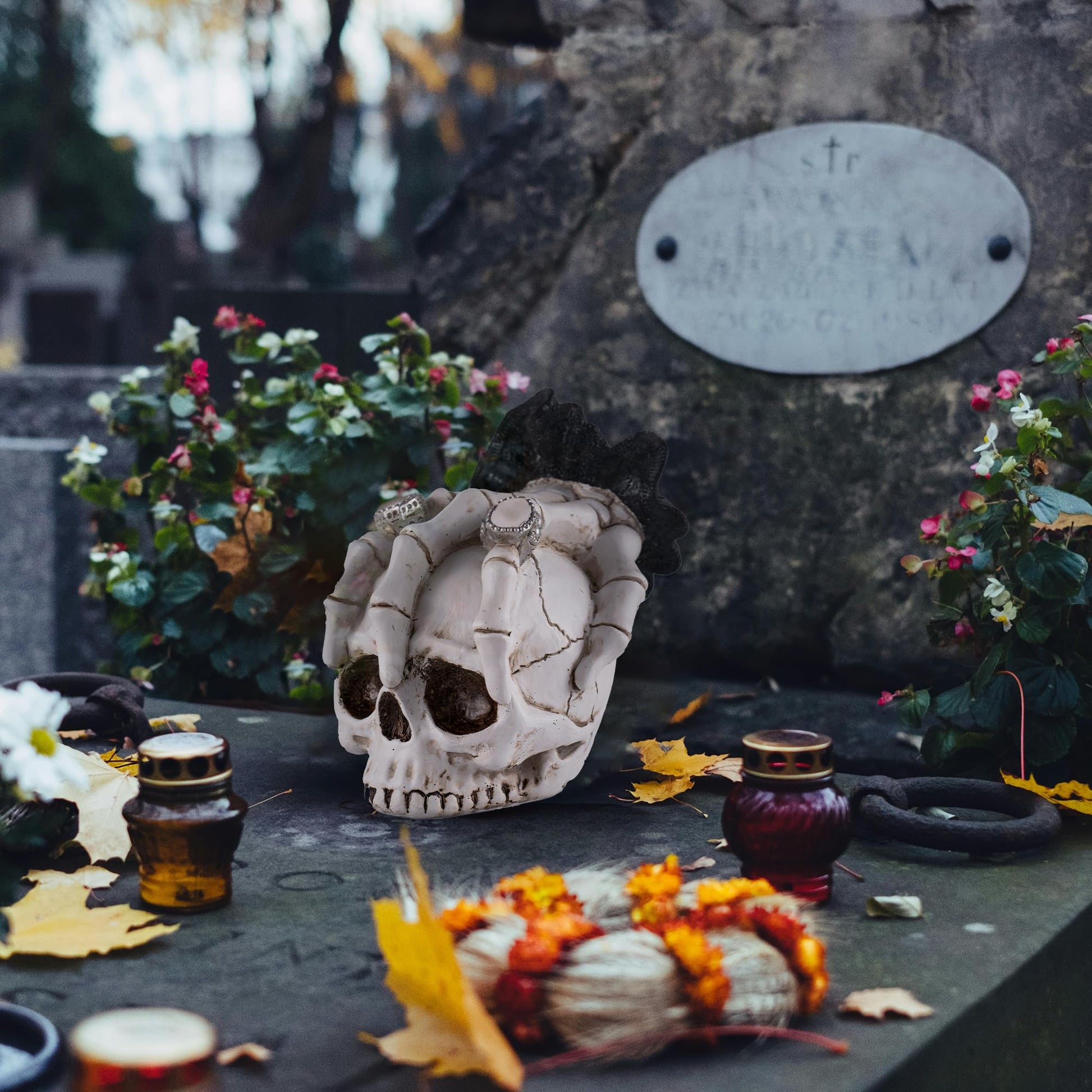 Rezpuao Skeletons Statue Hear See Speak No Evil Baby Halloween Figurines 