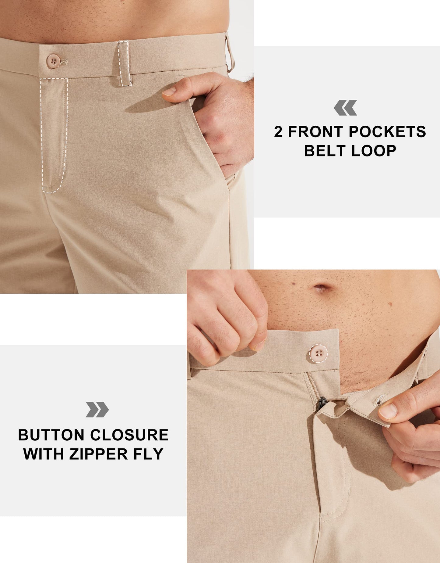 Libin Men's Golf Pants Classic Fit Stretch Work Dress Pants 32" Quick Dry Lightweight Business Casual Trousers Comfort Water Resistant, Black, 33W x 32L