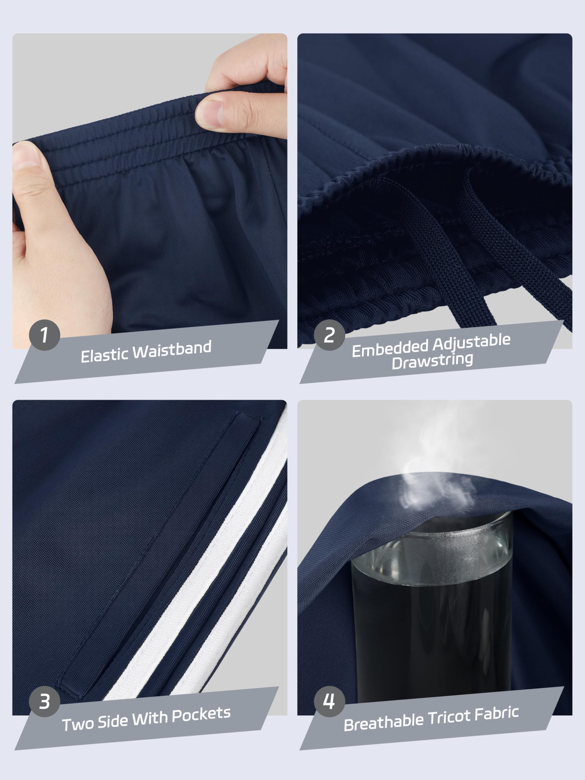 4 Pack Boys Lightweight Sweatpants, Tricot Sweatpants for Boys 