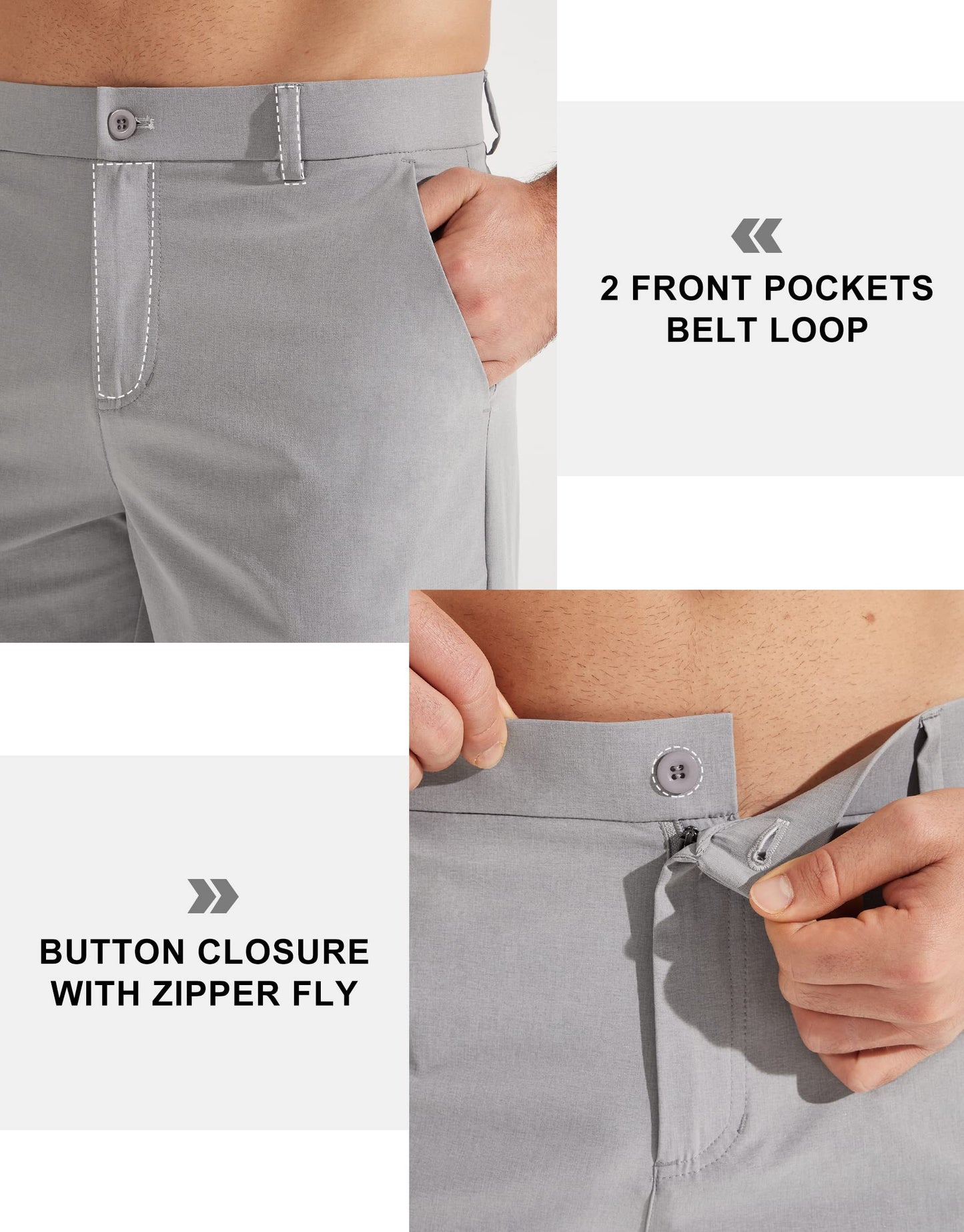 Libin Men's Golf Pants Classic Fit Stretch Work Dress Pants 32" Quick Dry Lightweight Business Casual Trousers Comfort Water Resistant, Black, 33W x 32L