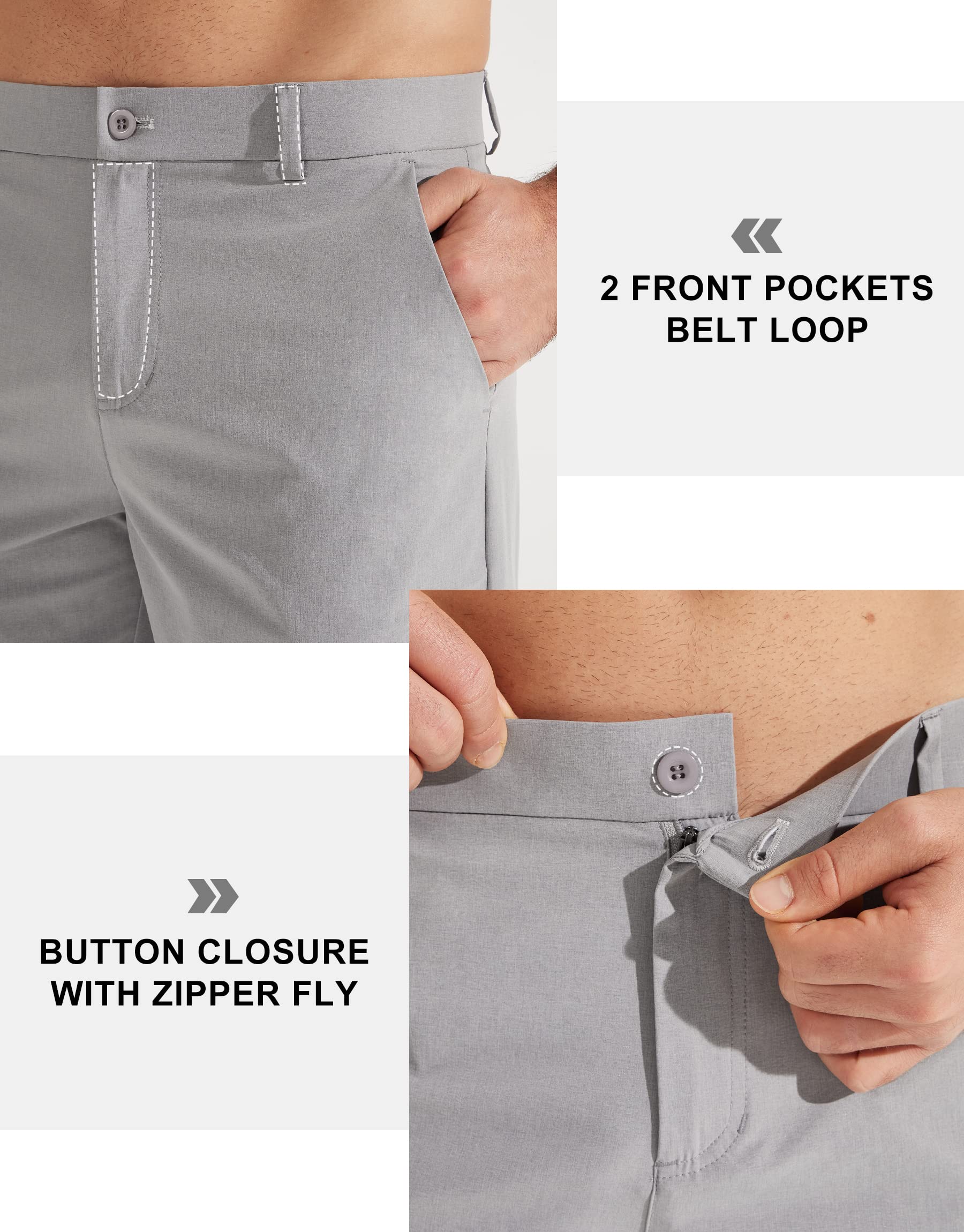 Libin Men's Golf Pants Classic Fit Stretch Work Dress Pants 32" Quick Dry Lightweight Business Casual Trousers Comfort Water Resistant, Black, 33W x 32L