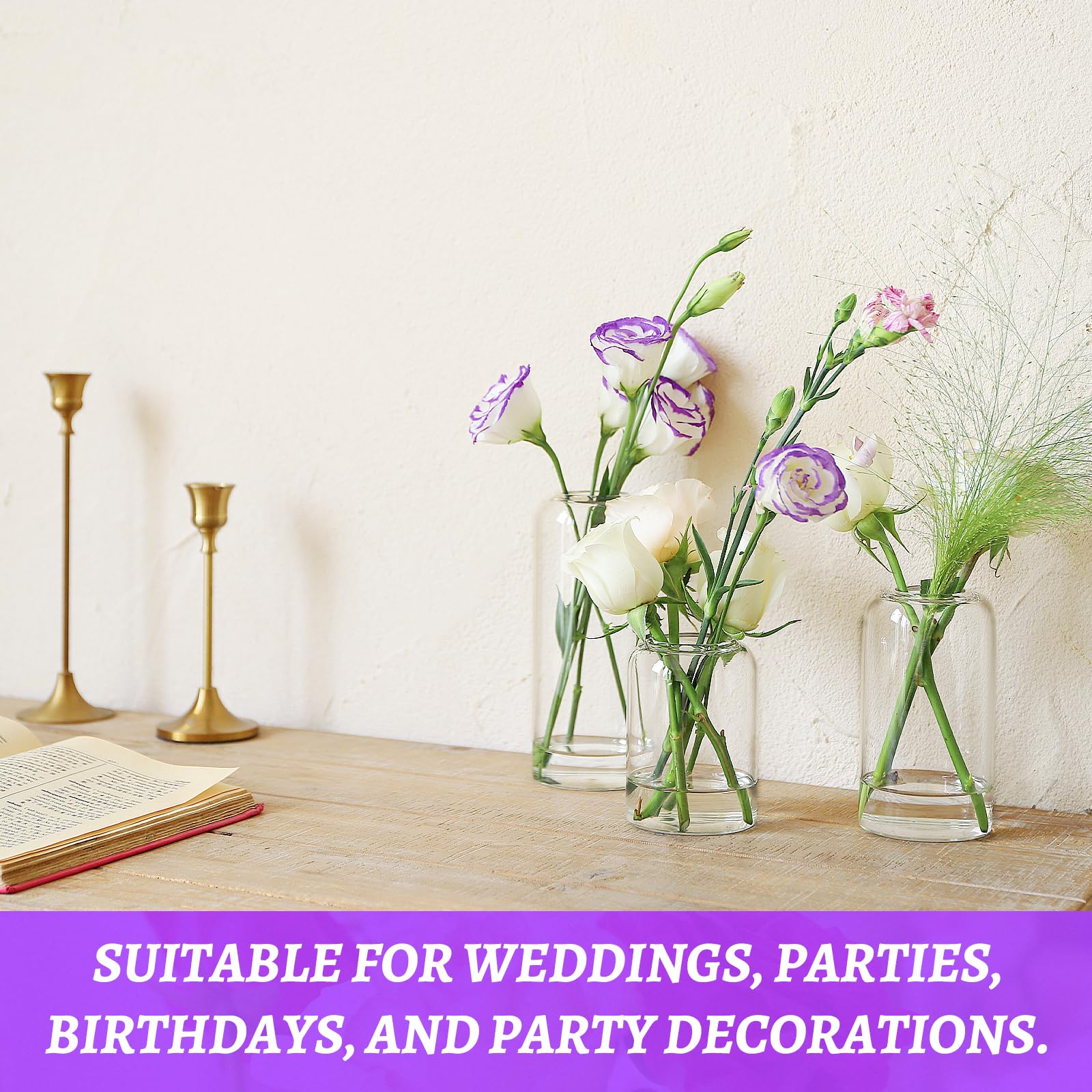 Glass Bud Vases Set of 24, Clear Flower Vase for Centerpieces,