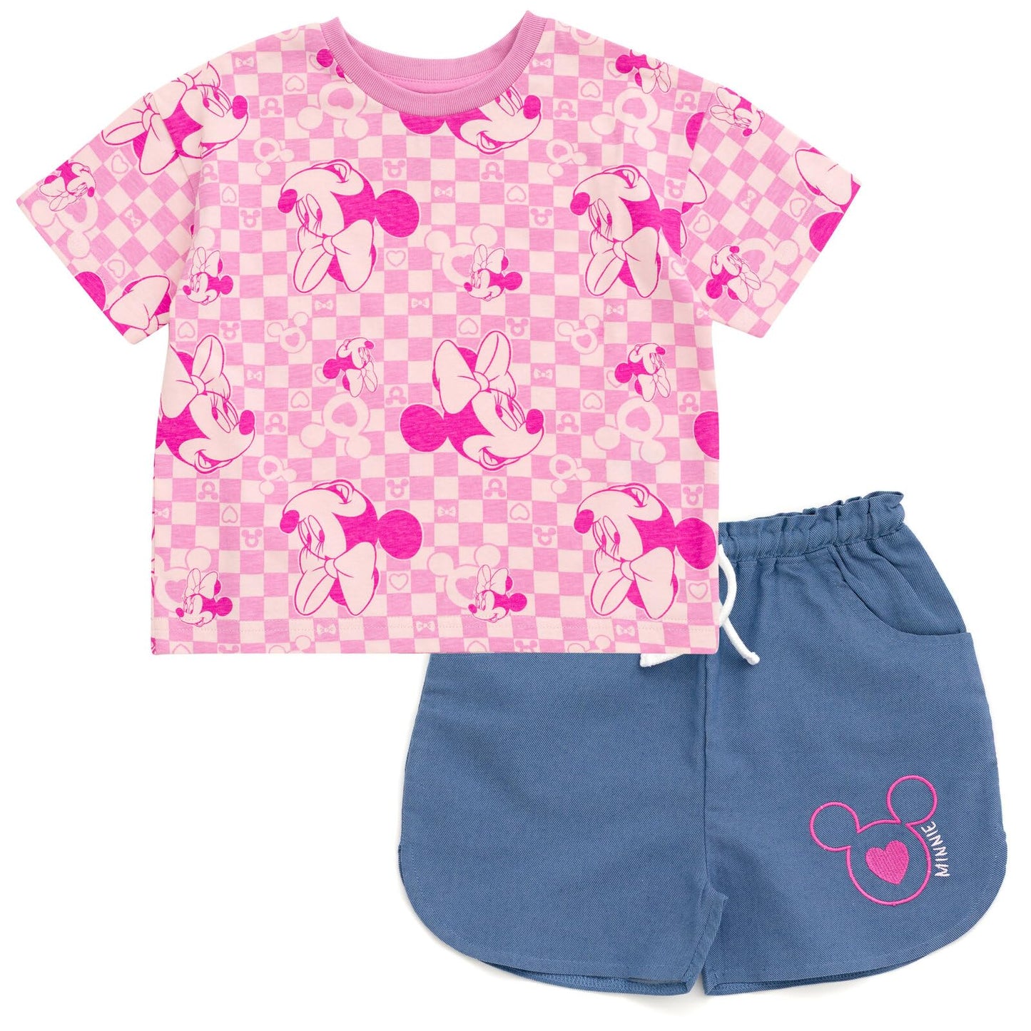 Disney Minnie Mouse Toddler Girls Graphic T-Shirt and Shorts Outfit Set Light Pink/Light Blue 3T