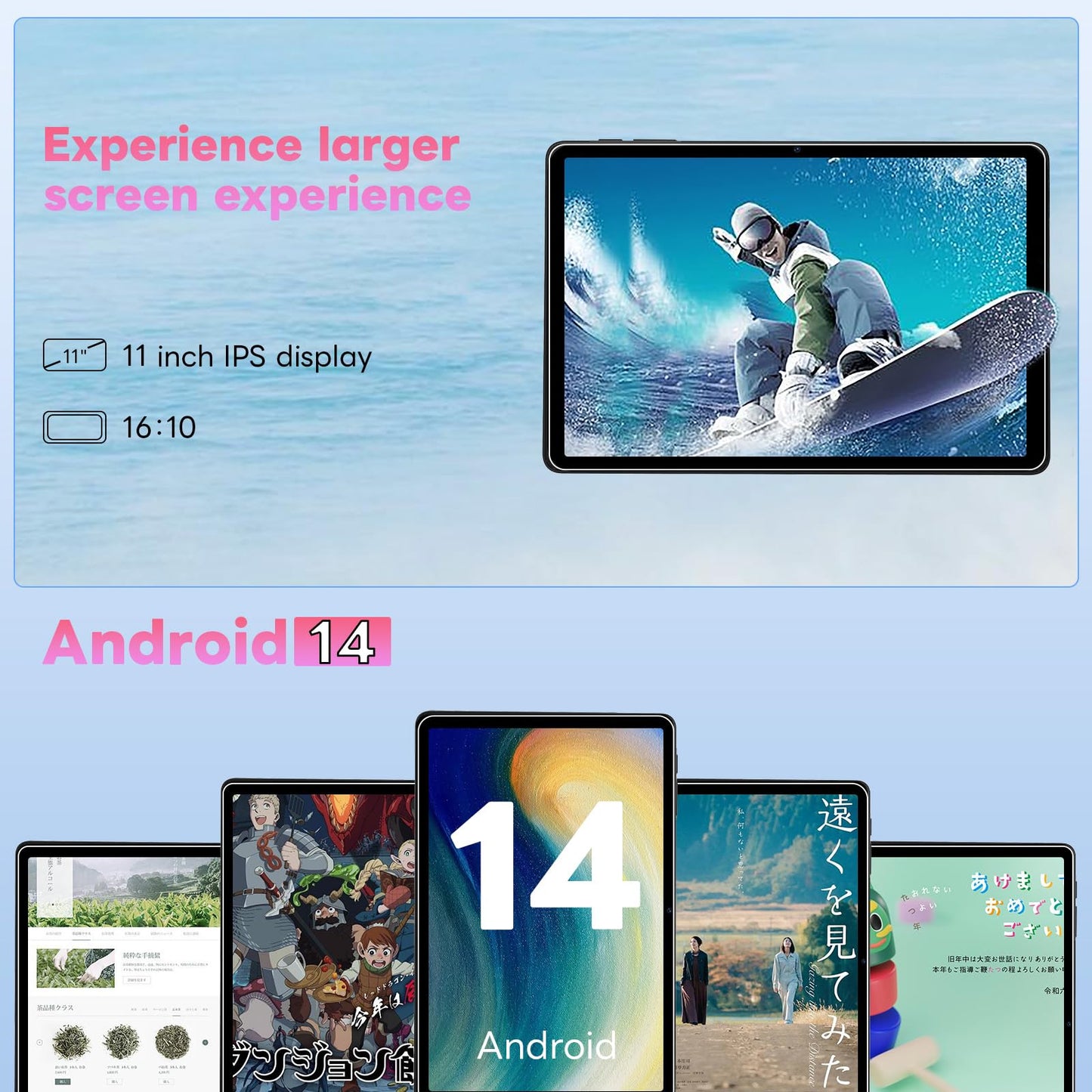 JIKOCXN Tablet 11 inch Android 12 Tablets, 12GB+128GB,1TB Expand, Widevine L1 Compatible 8-Core Tablet with 5G WiFi, 8000mAh Battery, Camera, 11" IPS Big Screen (Beige)