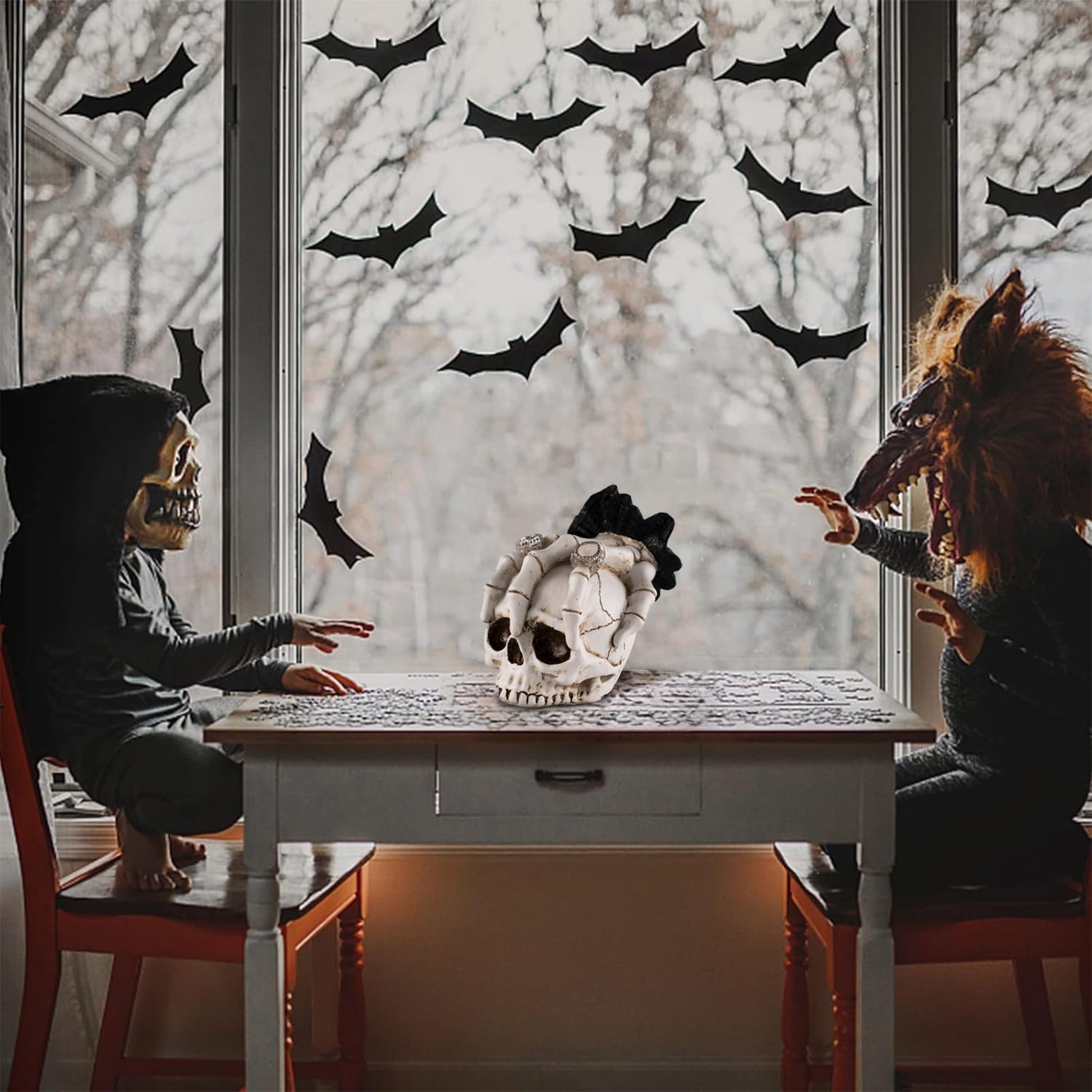 Rezpuao Skeletons Statue Hear See Speak No Evil Baby Halloween Figurines 