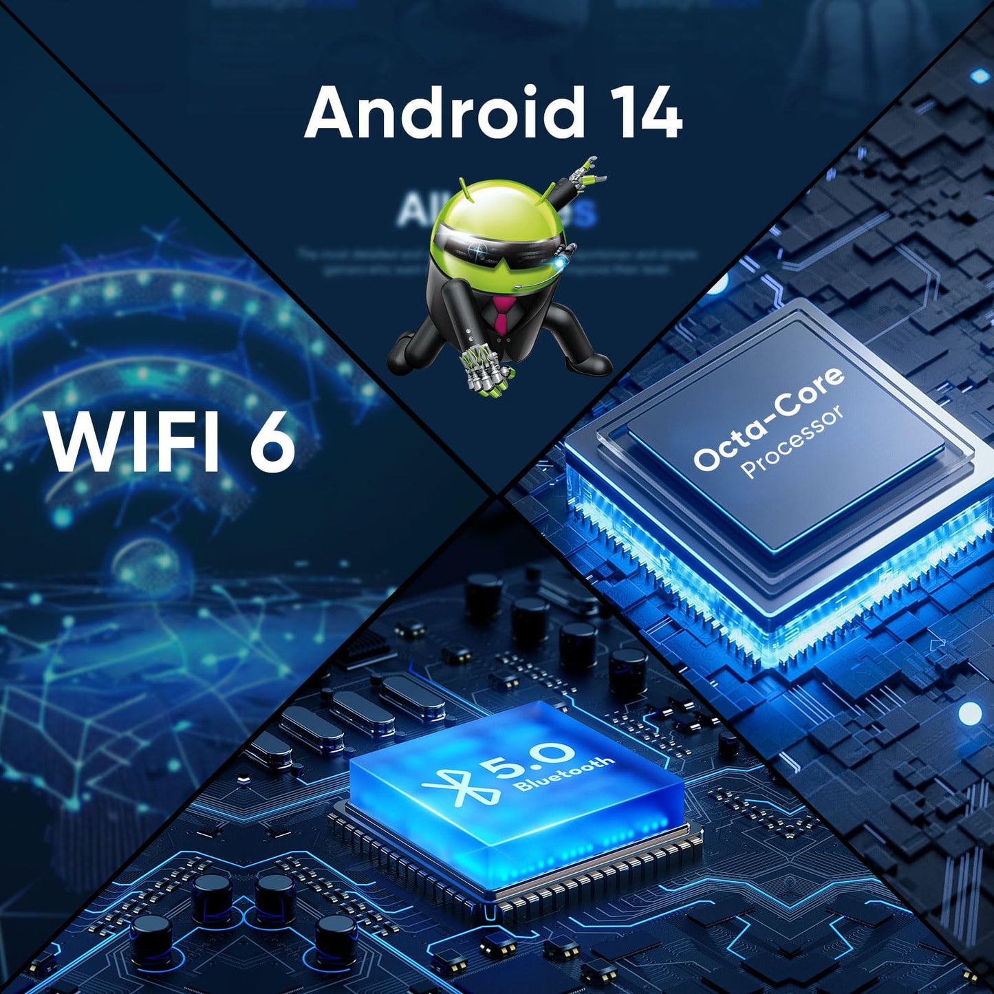 Android 14 Tablet,11 Inch Tablets with Octa Core Processor, 12GB RAM + 128GB ROM 1TB Expand, Widevine L1, 8000mAh Battery, 2.4/5Ghz Dual Band WiFi/GPS/FM Radio,5/8MP Cameras, Case Included - Blue