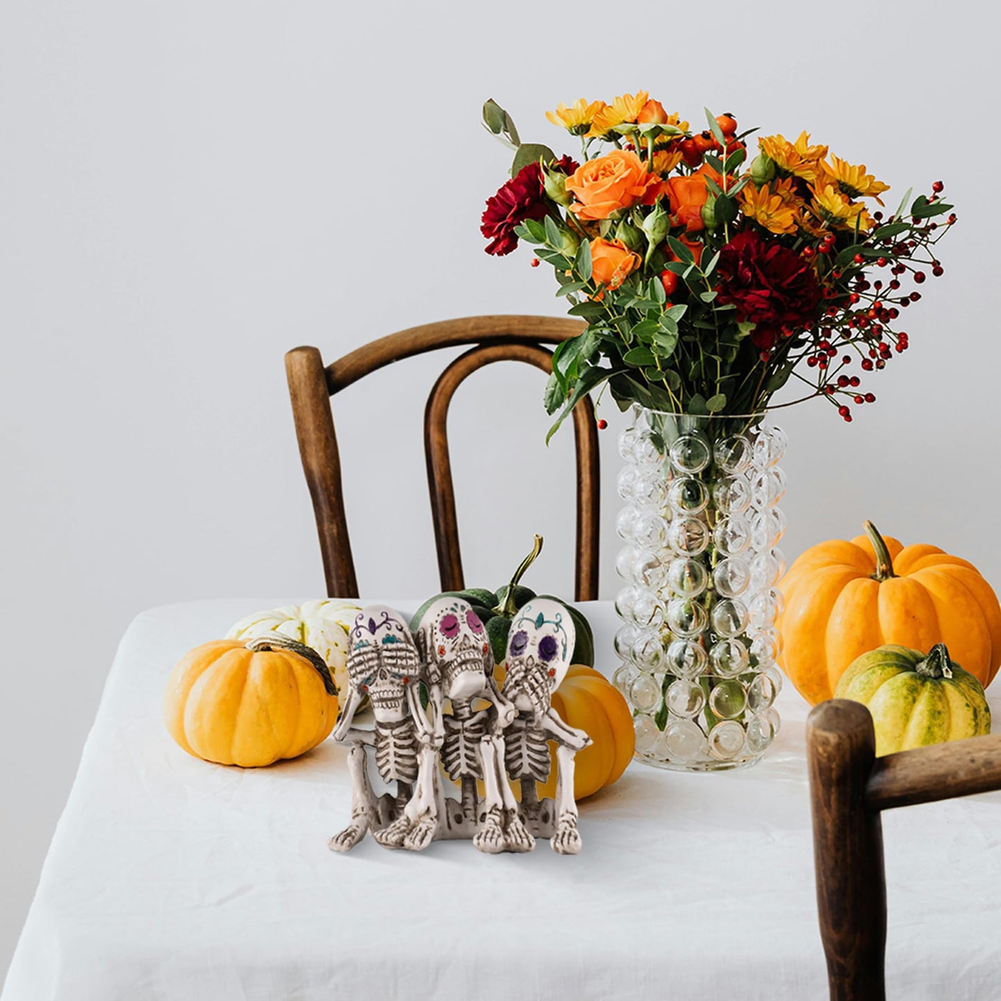 Rezpuao Skeletons Statue Hear See Speak No Evil Baby Halloween Figurines 