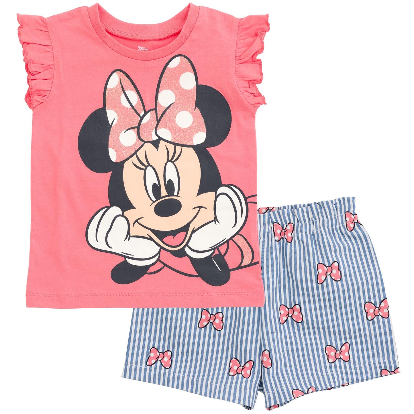 Disney Minnie Mouse Toddler Girls Graphic T-Shirt and Shorts Outfit Set Light Pink/Light Blue 3T