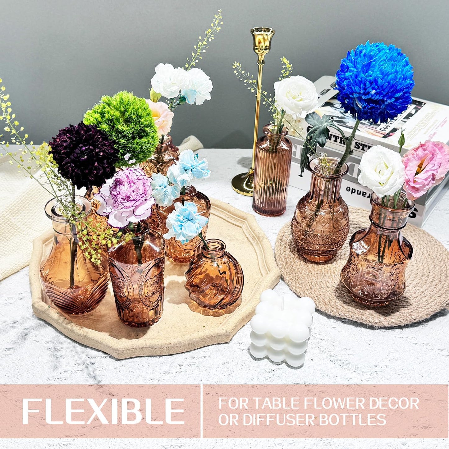 Anquephd Glass Bud Vase Set of 32PCS Wedding Centerpieces for Tables,Mini Clear Bud Vases for Flowers,Small Flower Vases Suitable for Birthday Party,Anniversary,Wedding,Baby Shower (Clear, 32PCS)