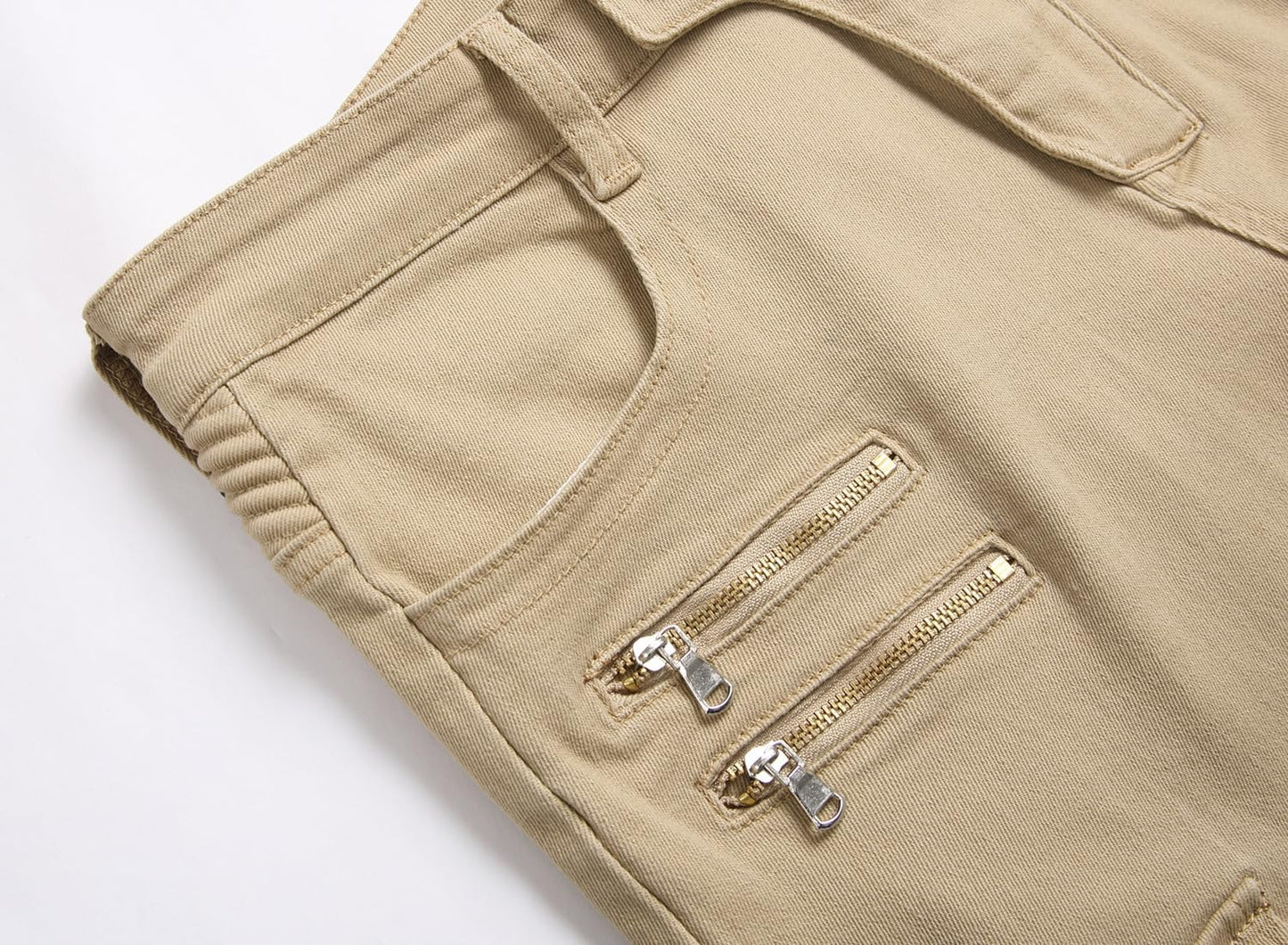 AITITIA Men's Biker Zipper Deco Washed Straight Fit Jeans (40, 002 Light Blue)