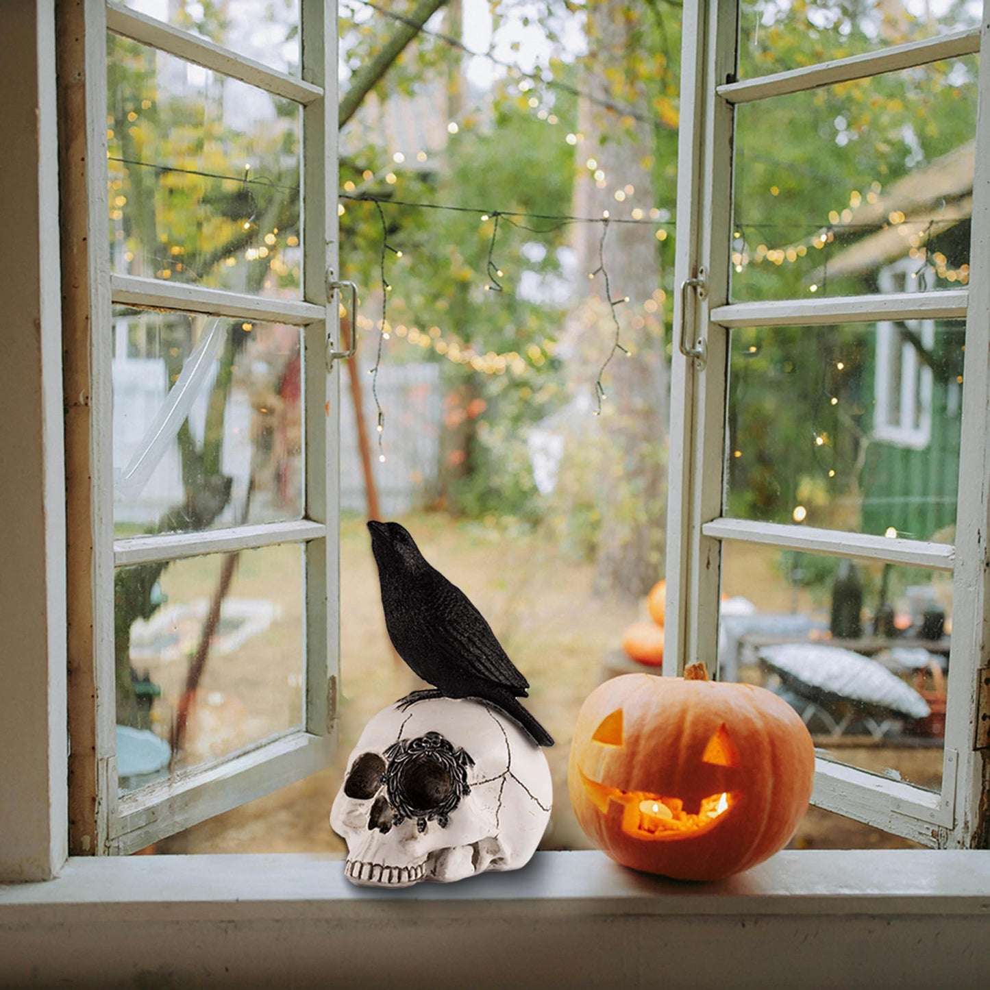 Rezpuao Skeletons Statue Hear See Speak No Evil Baby Halloween Figurines 