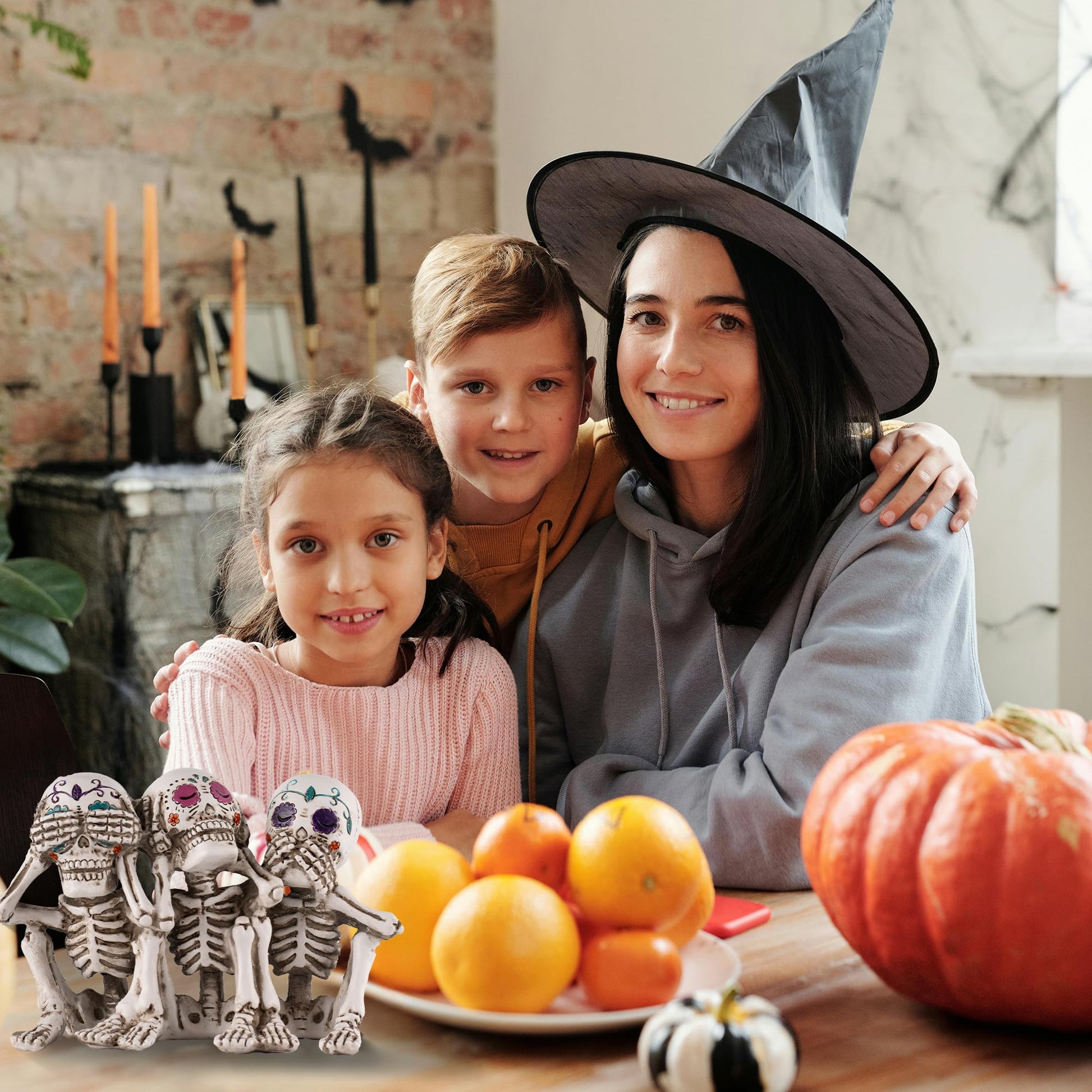 Rezpuao Skeletons Statue Hear See Speak No Evil Baby Halloween Figurines 