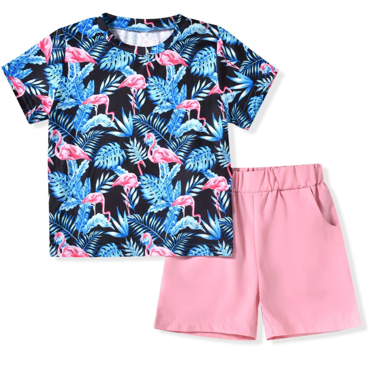 fioukiay 4T Black Toddler Boys Sring Summer Shorts Set Boys Letter Printed Palm Leaf Clothes Outfit