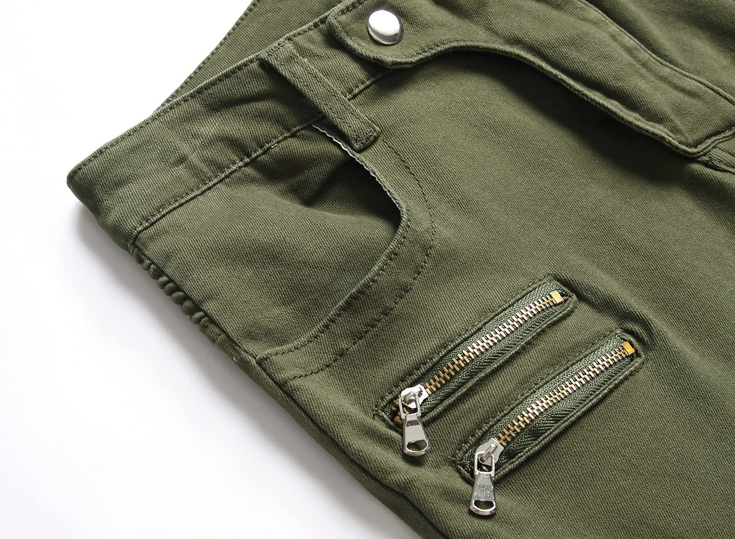 AITITIA Men's Biker Zipper Deco Washed Straight Fit Jeans (40, 002 Light Blue)