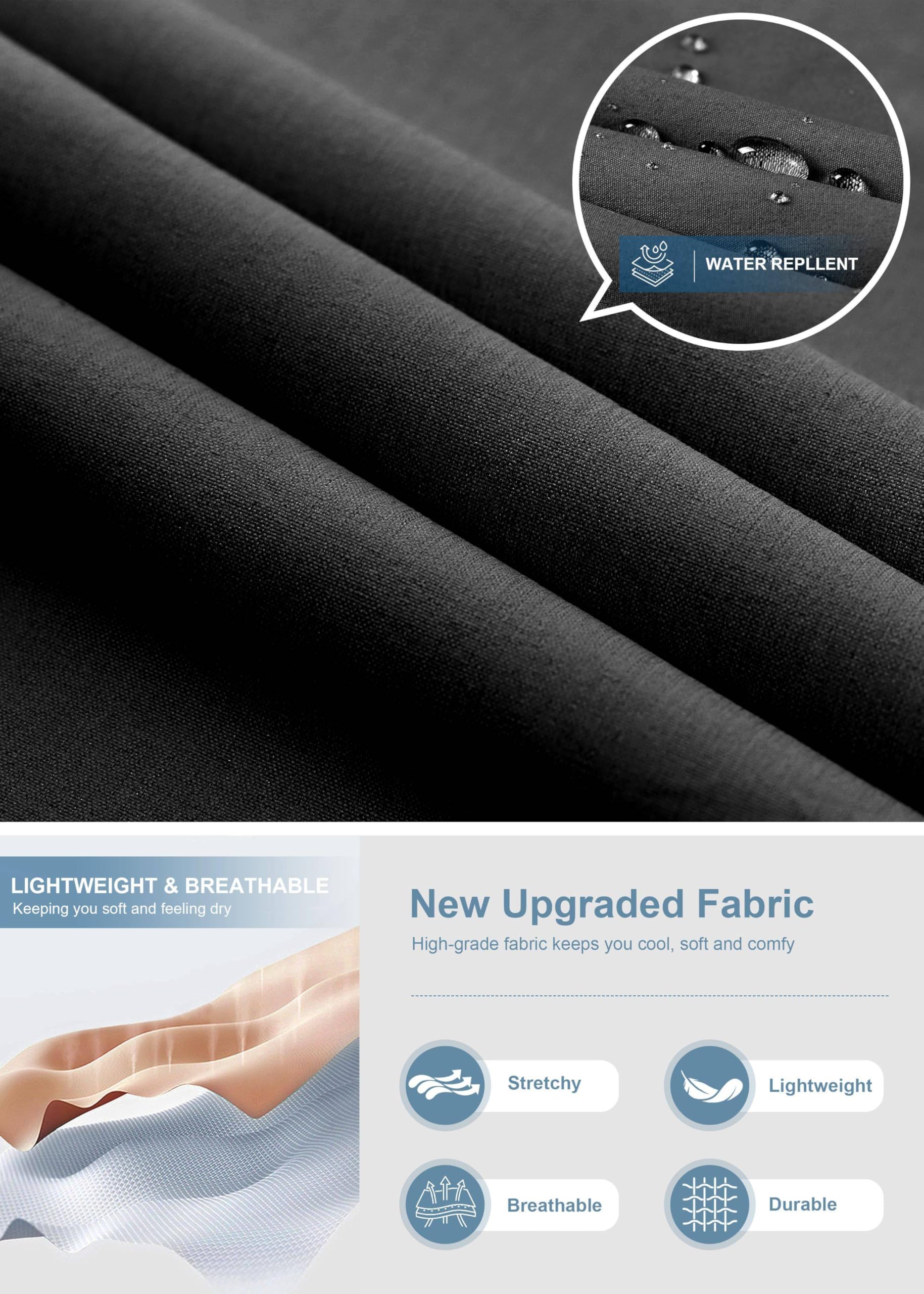 Pudolla Men's Golf Pants Stretch Classic Fit Work Dress Pants 30 Lightweight Quick Dry Casual Slacks Trousers with Pockets(Khaki 34Wx30L)