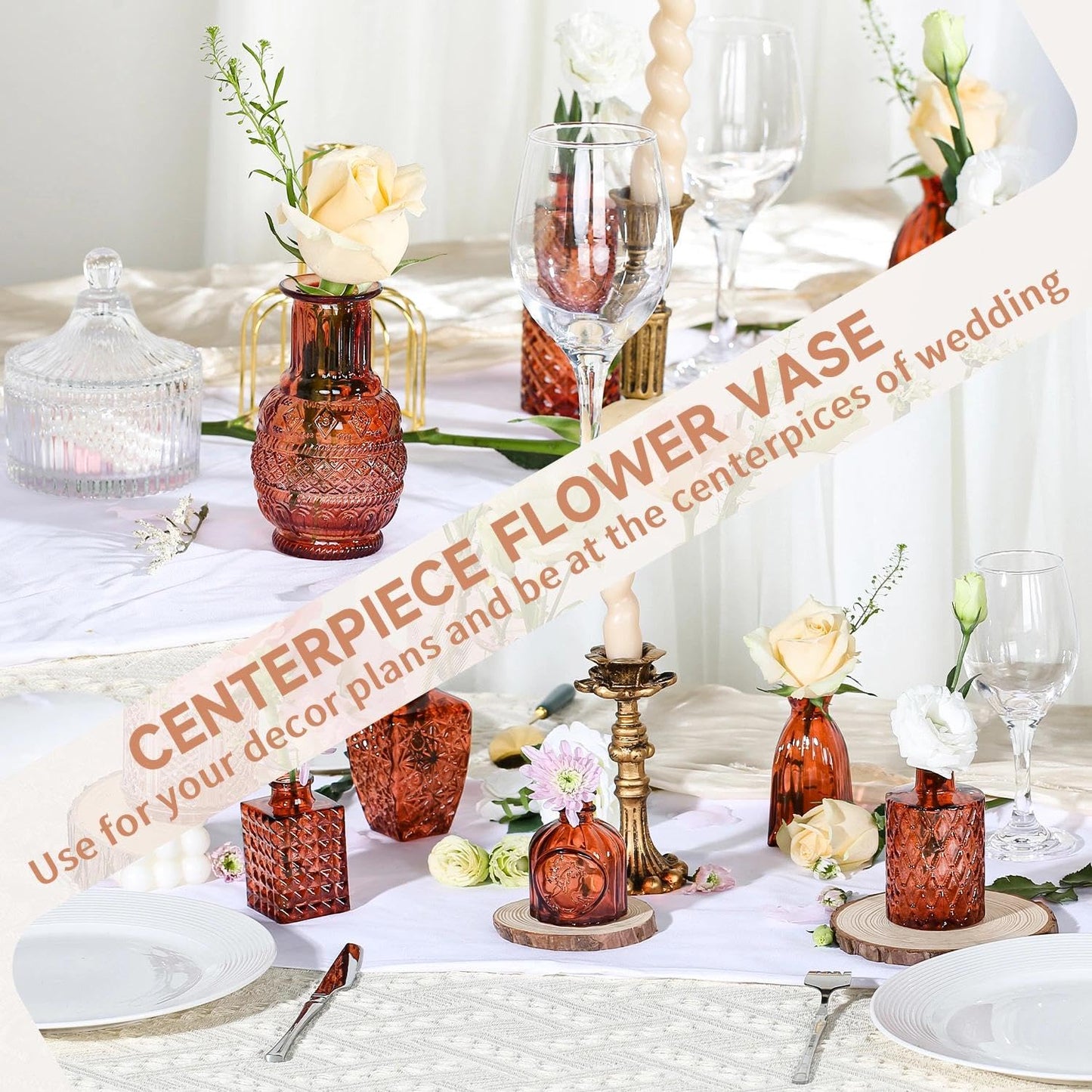 Anquephd Glass Bud Vase Set of 32PCS Wedding Centerpieces for Tables,Mini Clear Bud Vases for Flowers,Small Flower Vases Suitable for Birthday Party,Anniversary,Wedding,Baby Shower (Clear, 32PCS)