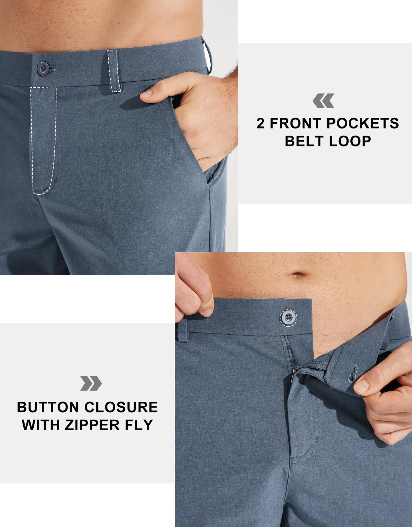 Libin Men's Golf Pants Classic Fit Stretch Work Dress Pants 32" Quick Dry Lightweight Business Casual Trousers Comfort Water Resistant, Black, 33W x 32L