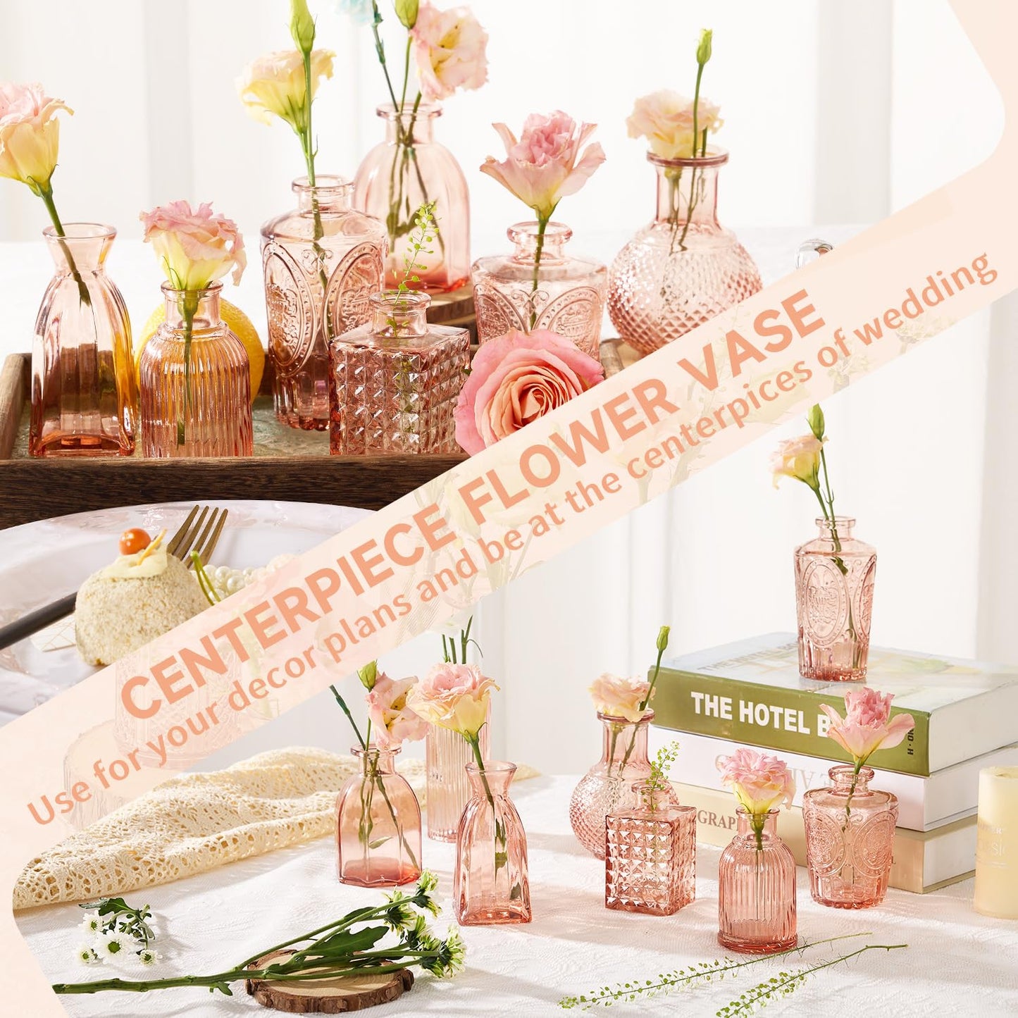 Anquephd Glass Bud Vase Set of 32PCS Wedding Centerpieces for Tables,Mini Clear Bud Vases for Flowers,Small Flower Vases Suitable for Birthday Party,Anniversary,Wedding,Baby Shower (Clear, 32PCS)