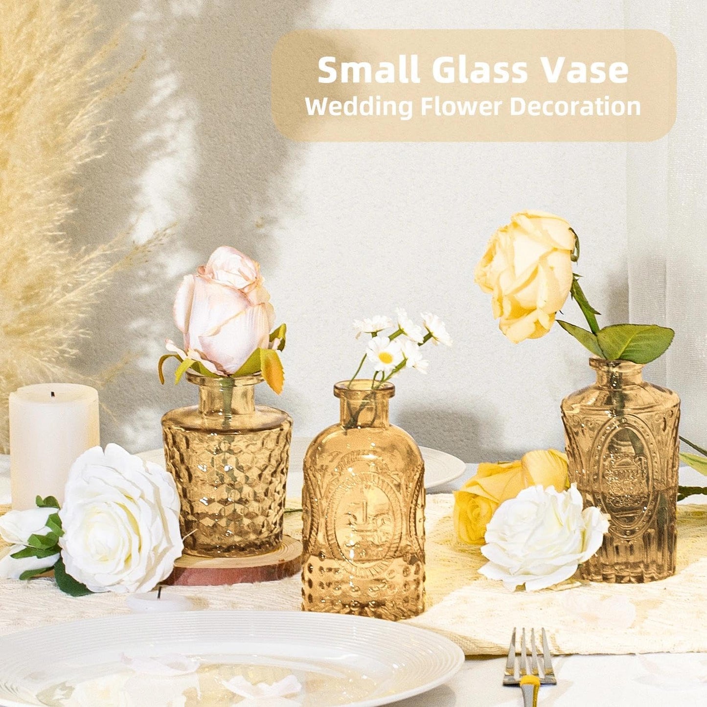 Anquephd Glass Bud Vase Set of 32PCS Wedding Centerpieces for Tables,Mini Clear Bud Vases for Flowers,Small Flower Vases Suitable for Birthday Party,Anniversary,Wedding,Baby Shower (Clear, 32PCS)