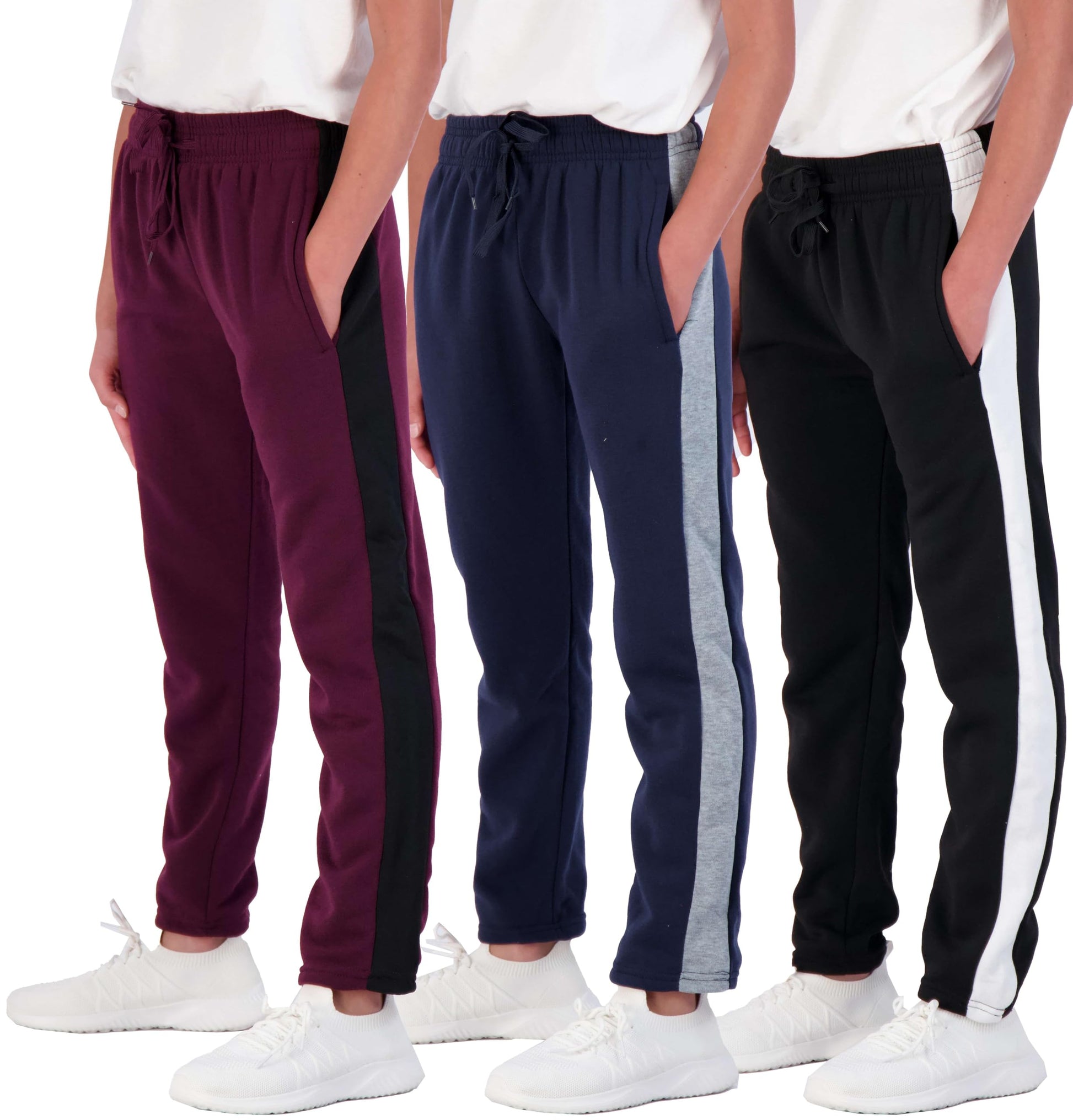 Real Essentials 3 Pack: Boys Tech Fleece Jogger Active Sweatpants with Pockets