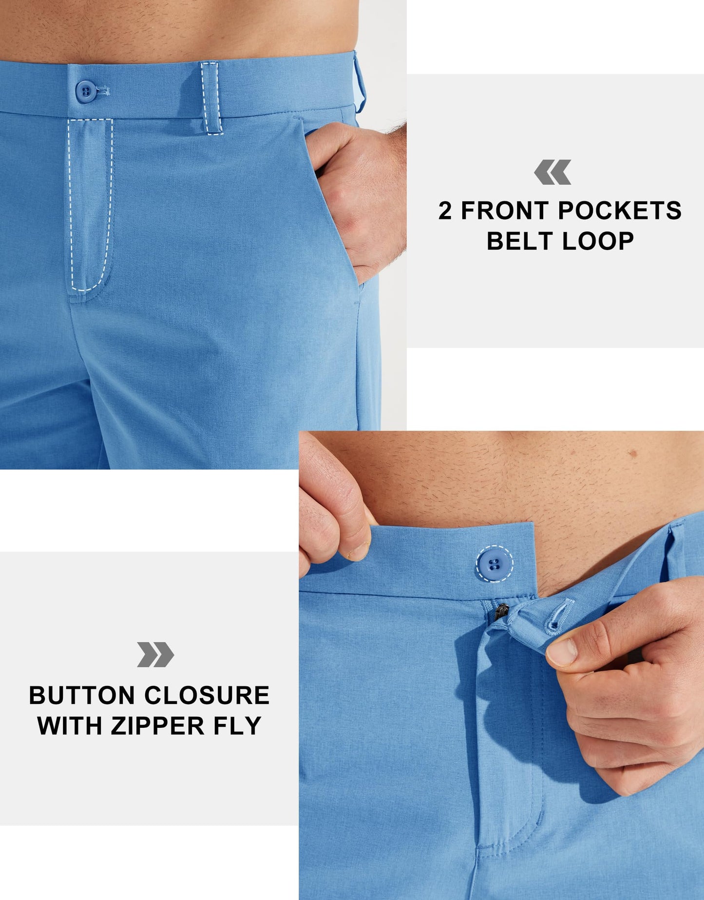 Libin Men's Golf Pants Classic Fit Stretch Work Dress Pants 32" Quick Dry Lightweight Business Casual Trousers Comfort Water Resistant, Black, 33W x 32L