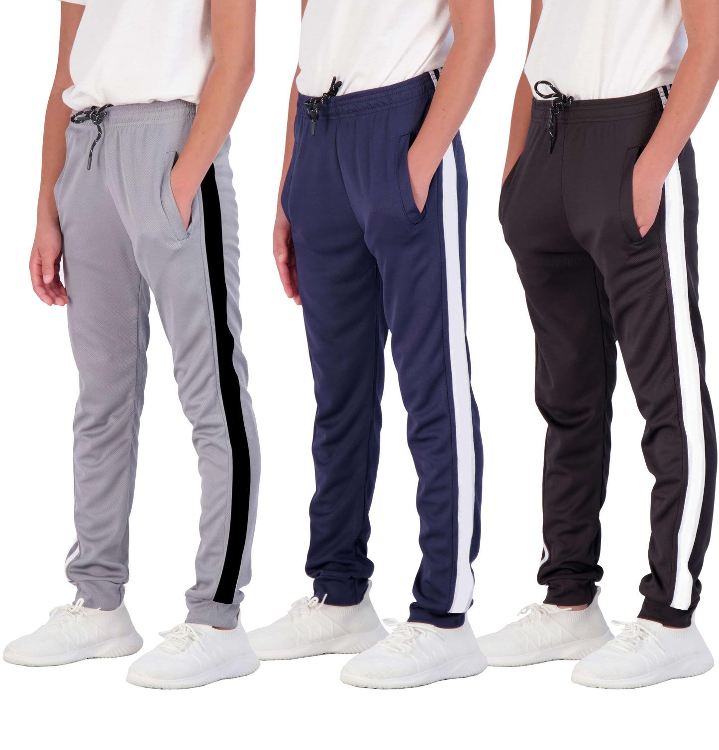 Real Essentials 3 Pack: Boys Tech Fleece Jogger Active Sweatpants with Pockets