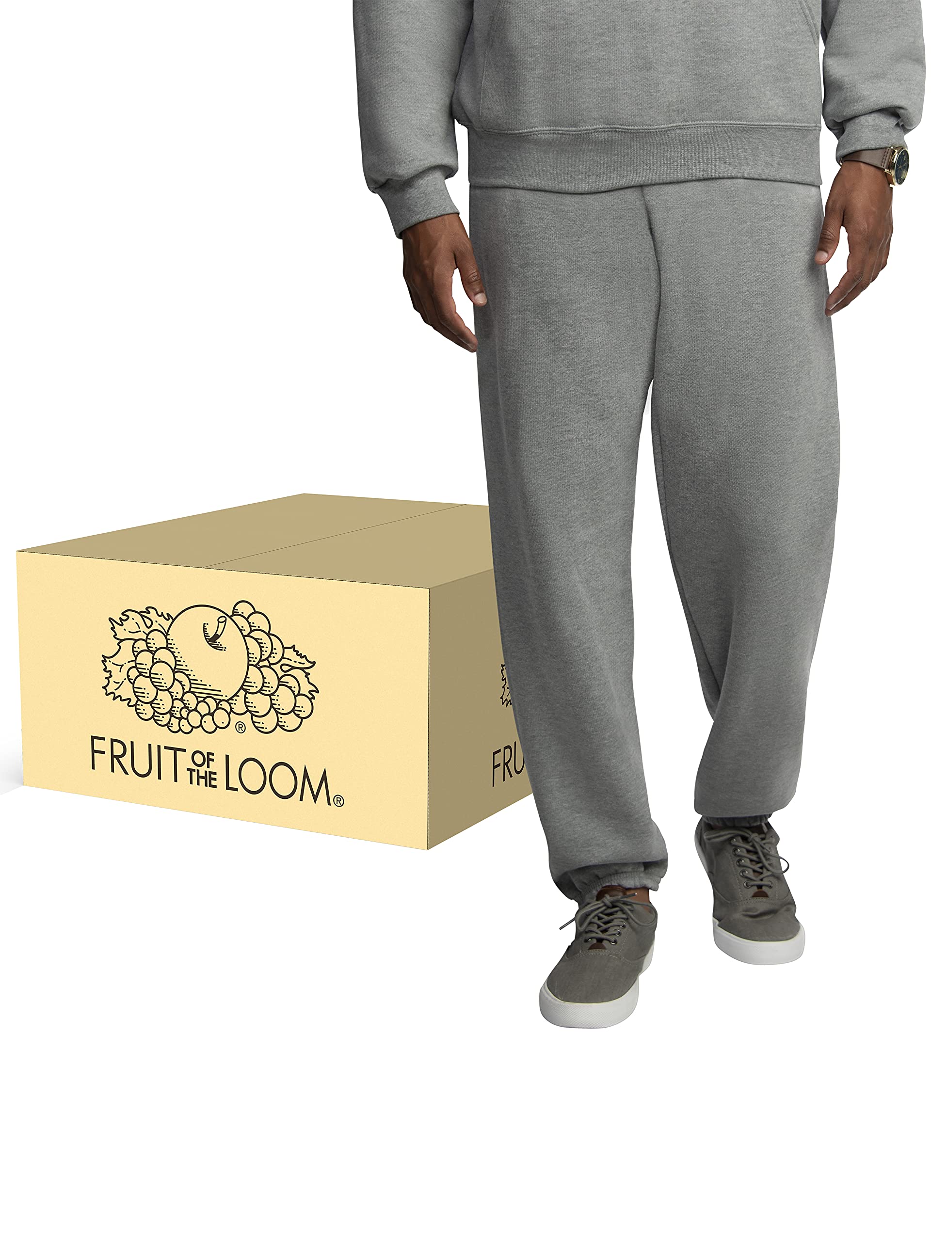 Fruit Of The Loom Mens Eversoft Fleece Elastic Bottom With Pockets, Relaxed Fit, Moisture Wicking, Breathable Sweatpants, Black, X-Large US