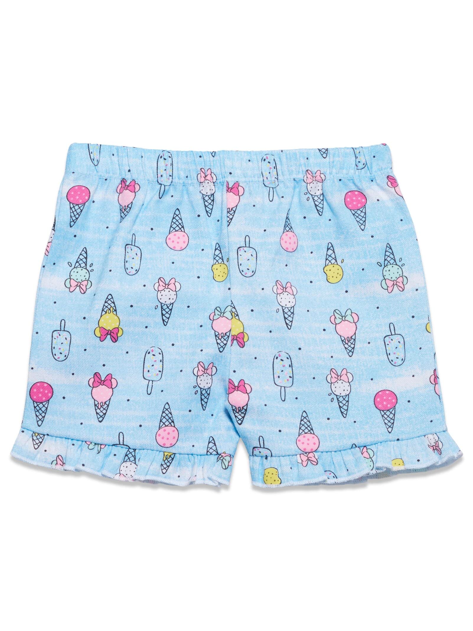 Disney Minnie Mouse Toddler Girls Graphic T-Shirt and Shorts Outfit Set Light Pink/Light Blue 3T