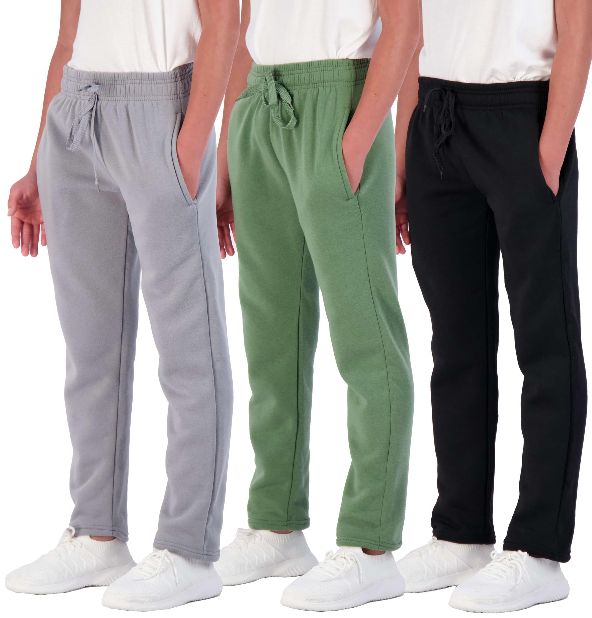 Real Essentials 3 Pack: Boys Tech Fleece Jogger Active Sweatpants with Pockets