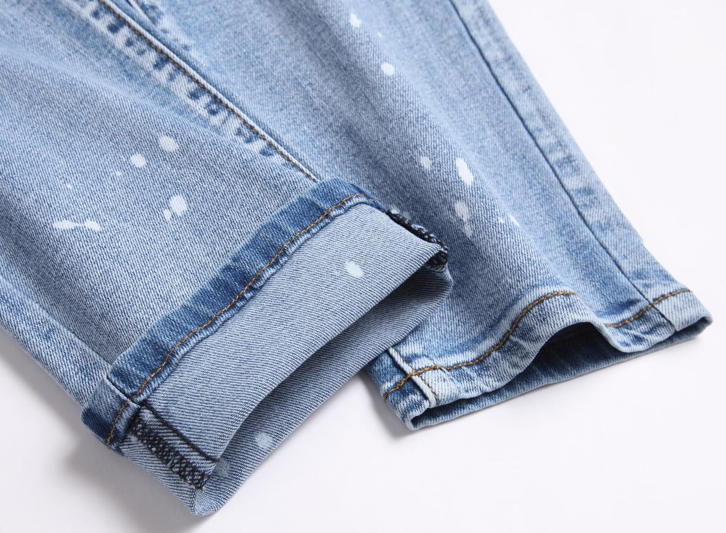 AITITIA Men's Biker Zipper Deco Washed Straight Fit Jeans (40, 002 Light Blue)