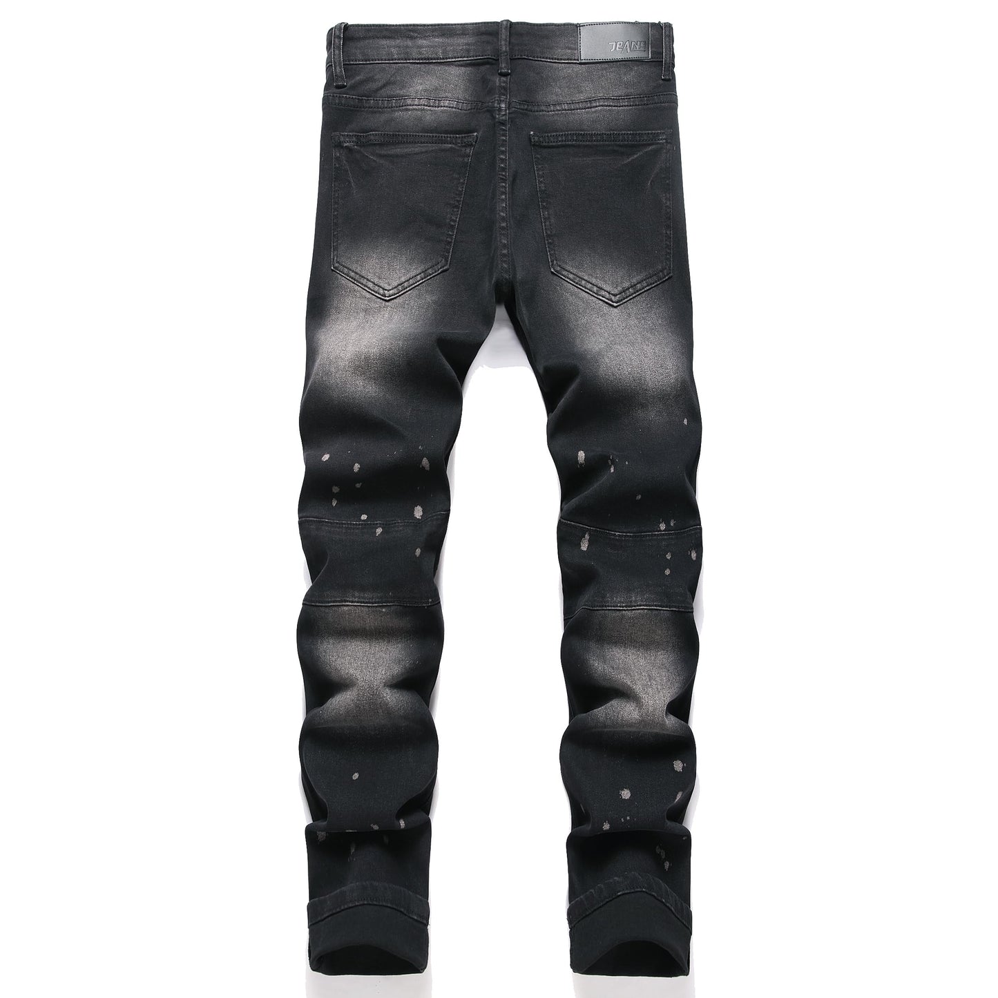 AITITIA Men's Biker Zipper Deco Washed Straight Fit Jeans (40, 002 Light Blue)