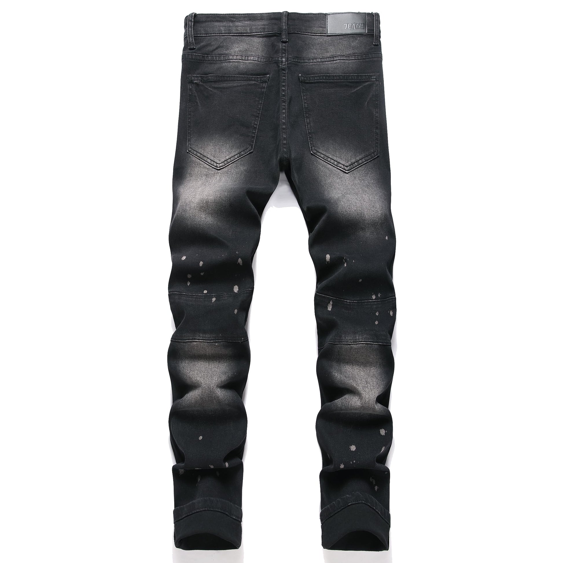 AITITIA Men's Biker Zipper Deco Washed Straight Fit Jeans (40, 002 Light Blue)