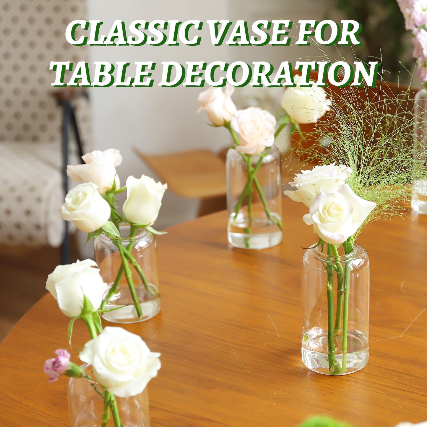 Glass Bud Vases Set of 24, Clear Flower Vase for Centerpieces,