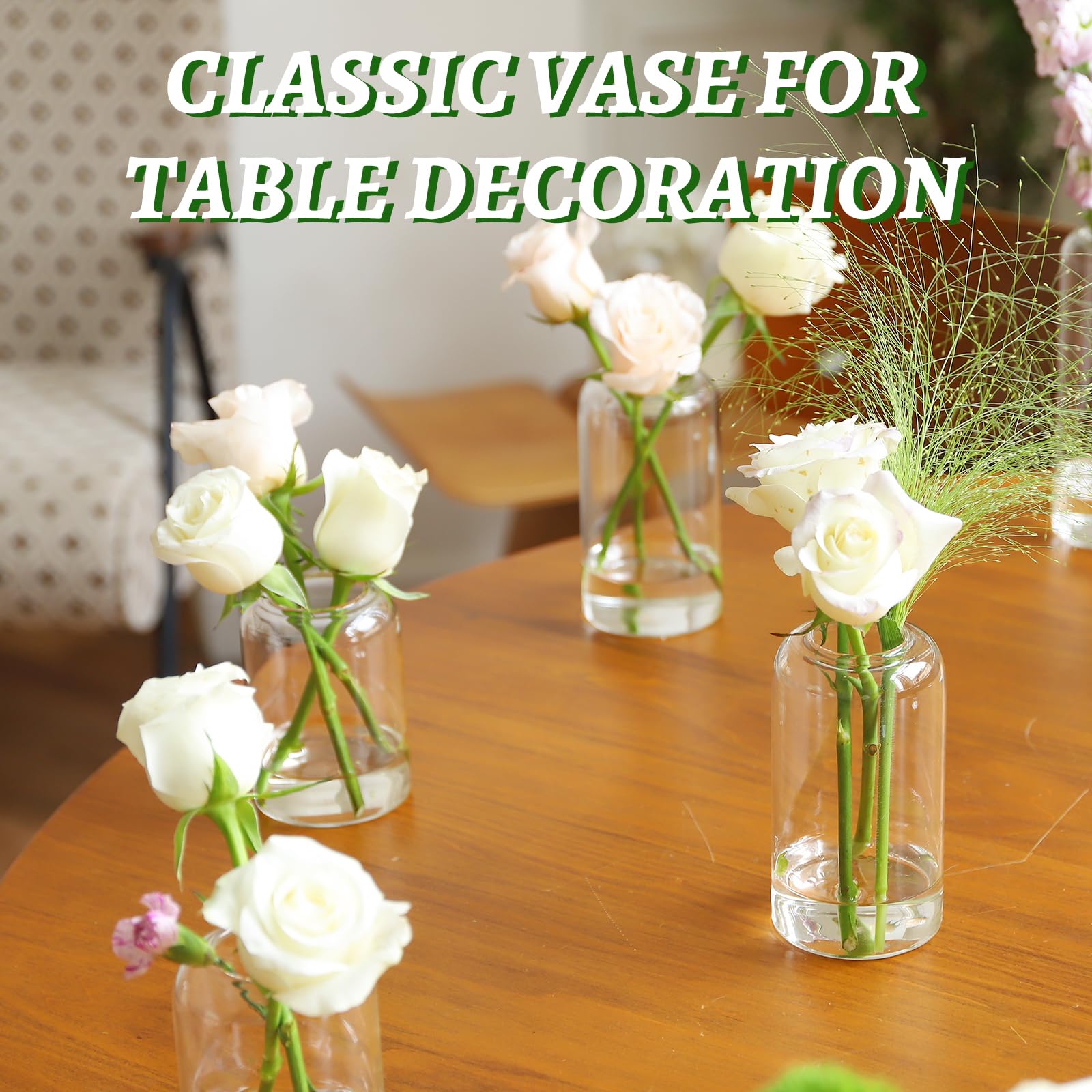 Glass Bud Vases Set of 24, Clear Flower Vase for Centerpieces,
