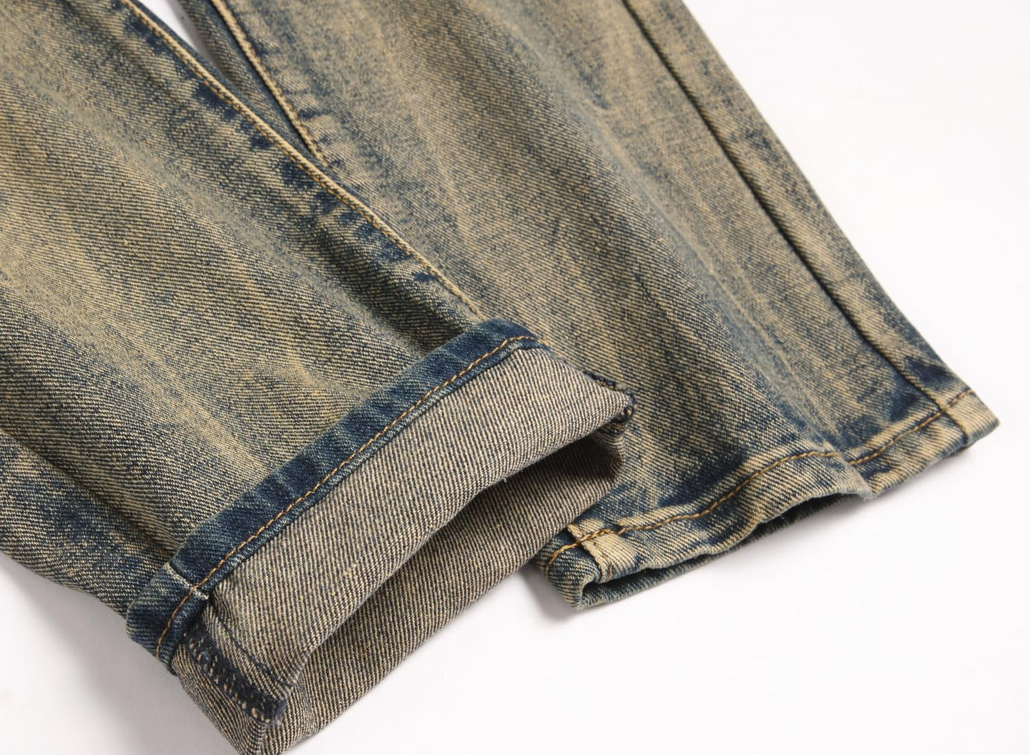 AITITIA Men's Biker Zipper Deco Washed Straight Fit Jeans (40, 002 Light Blue)